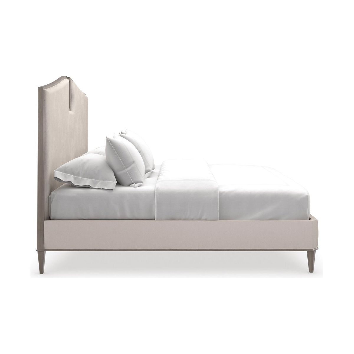 Anthem Upholstered Queen Size Bed Frame - Brown, Gold & Beige Luxury Bedroom Furniture for Master Bedroom Decor