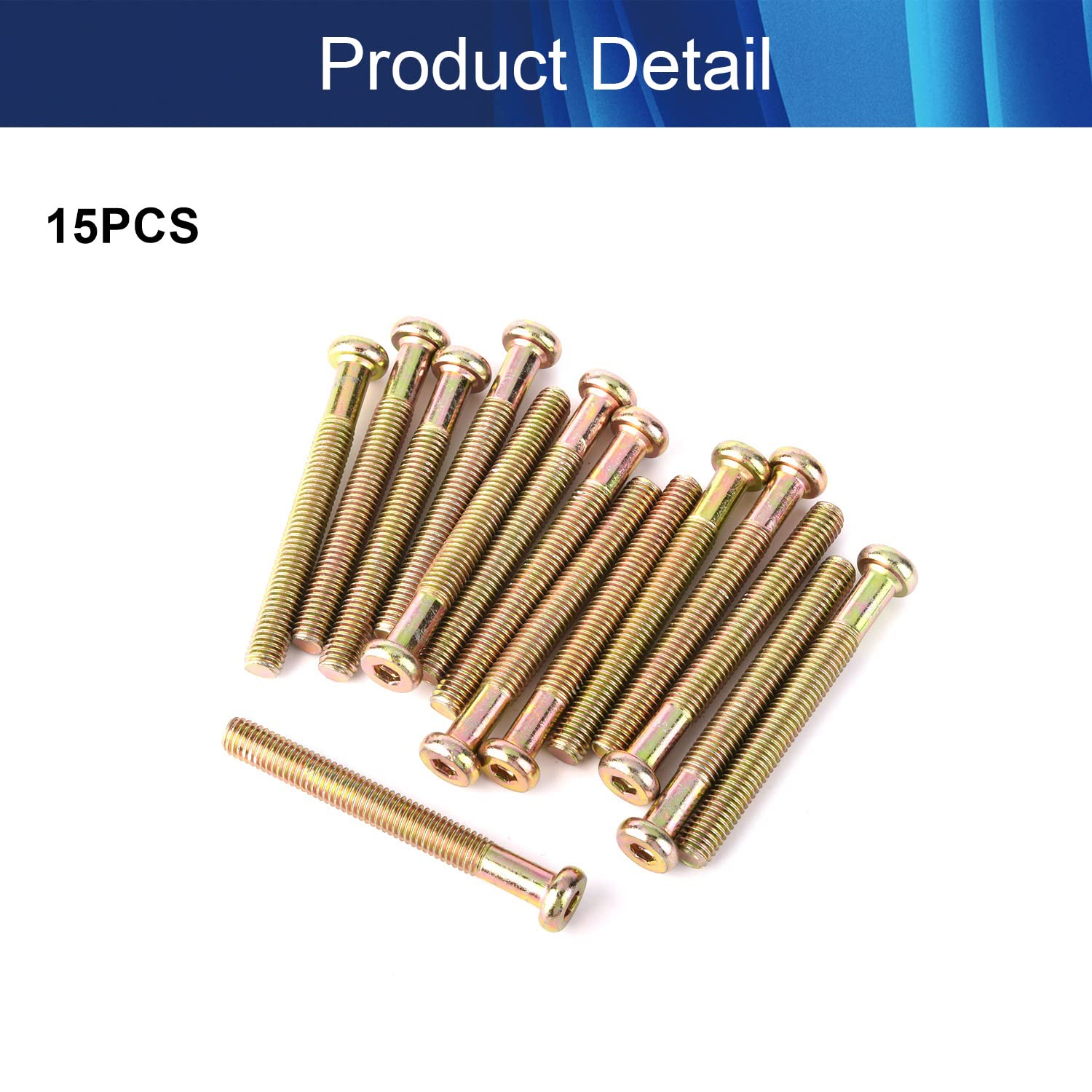 15Pcs M8x70mm Hex Socket Flat Head Screws - Furniture Bolts for DIY & Repair