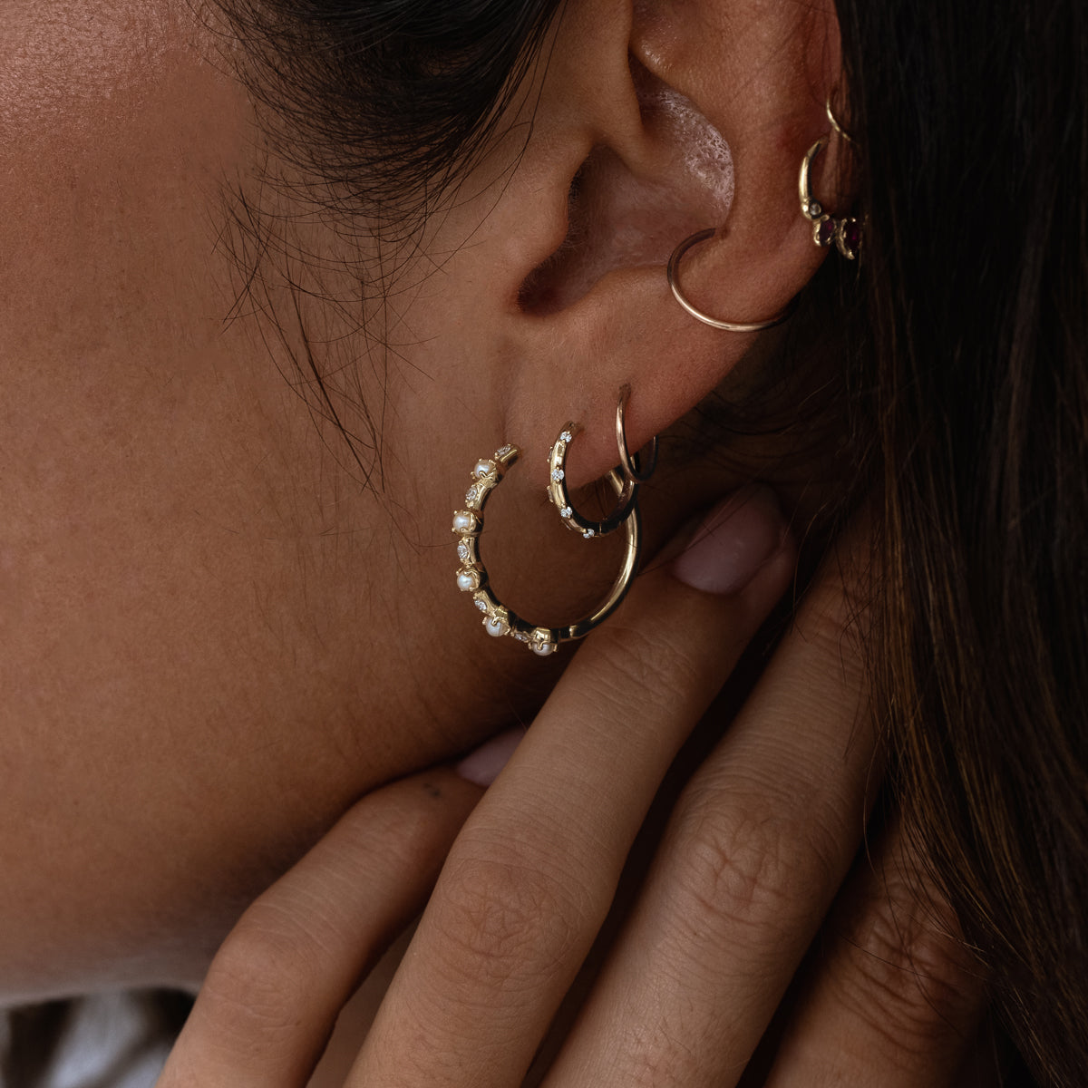 Starry Diamond Mini Hoops - 14K Gold Plated Tiny Hoop Earrings for Women, Dainty Everyday Jewelry Gift | Perfect for Work, Date Night & Special Occasions