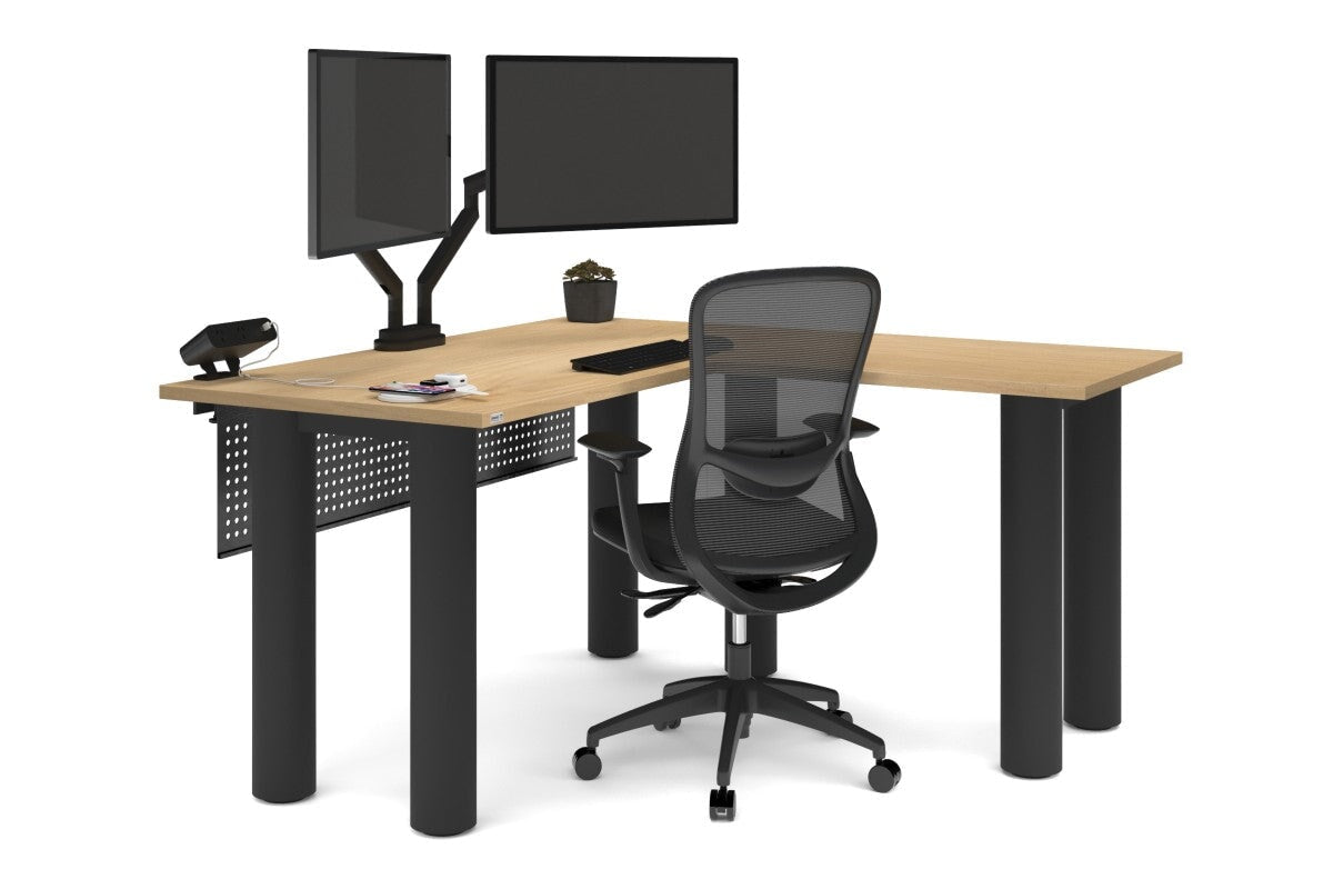 L-Shaped Corner Office Desk with Quadro Cylinder Legs - 1400L x 1450W Dimensions - Perfect for Home Office, Gaming Setup & Workspace Organization