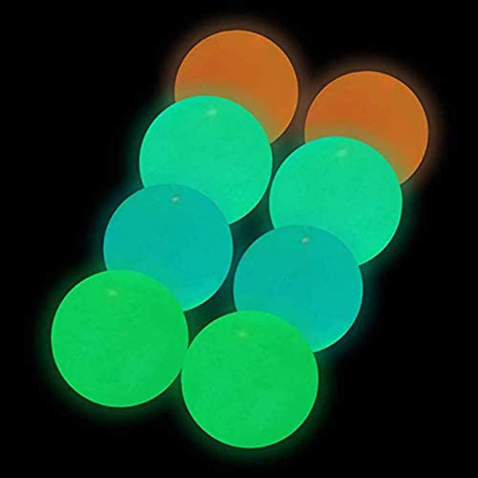 8Pcs Fluorescent Glow in the Dark Sticky Balls - Stress Relief Toys for Kids, Wall & Ceiling Sticky Target Balls for Fun Catch & Throw Games - Perfect for Indoor Play, Party Favors, and Sensory Play Activities