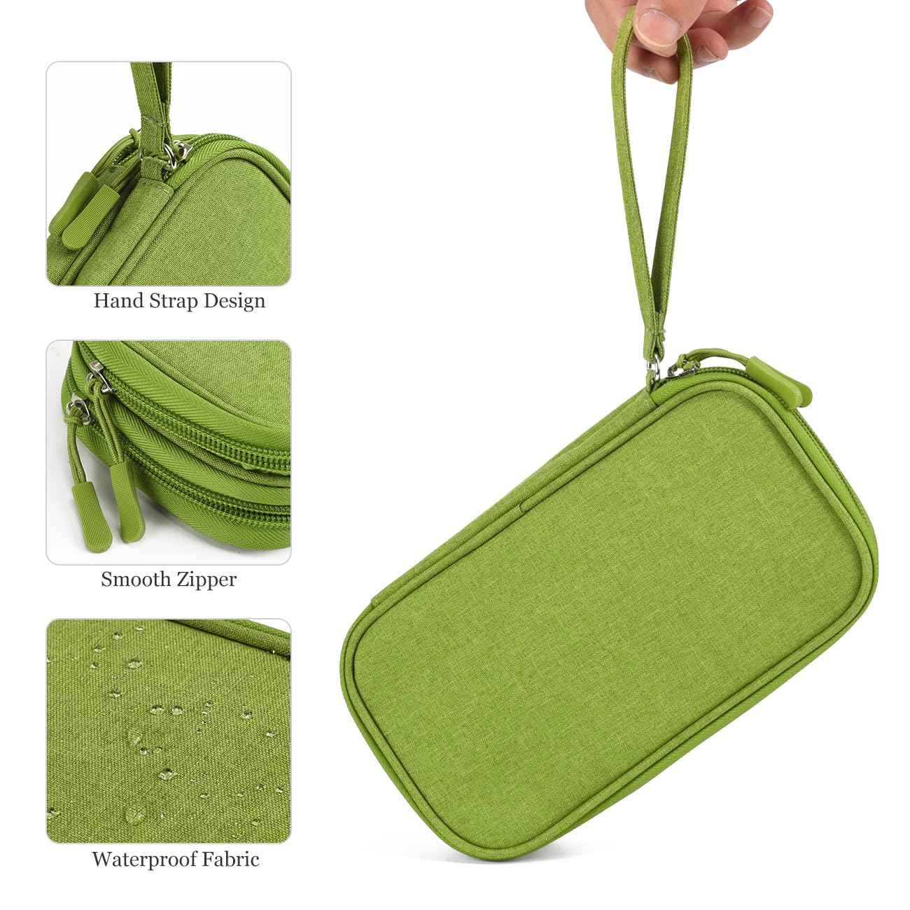 Electronic Organizer Travel Cable Accessories Bag - Waterproof Storage Case for Power Bank, Chargers, USB Cables, Mouse & Earphones (Green) | Perfect for Office, Travel & Home Organization