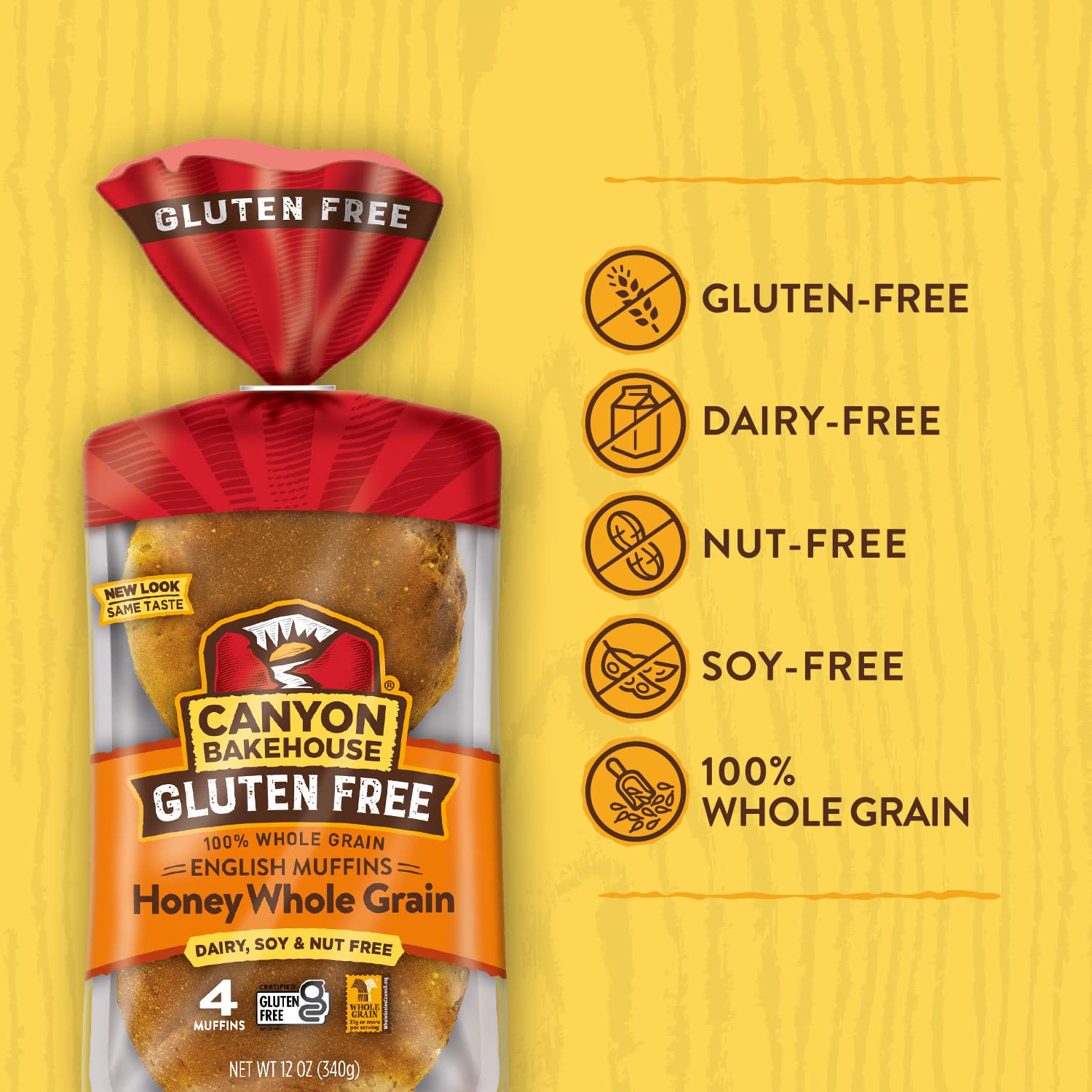 Canyon Bakehouse Gluten Free English Muffins, 12 Oz Pack - Healthy Breakfast Option for Allergies & Celiac Diet | Perfect for Toasting, Sandwiches & Brunch