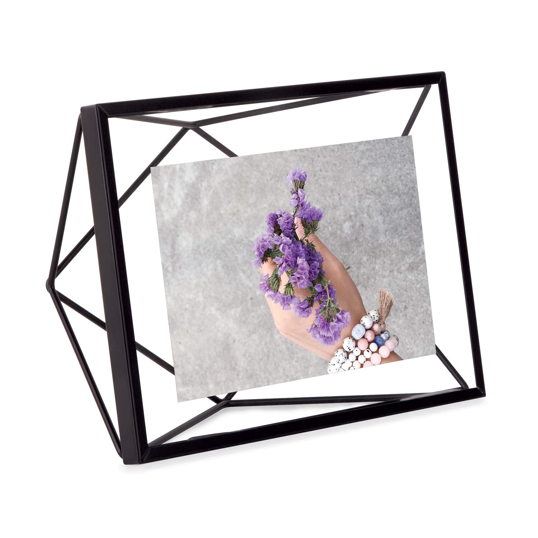 Umbra Prisma 4x6 Inch Black Metal Picture Frame - Wall Mount or Tabletop Photo Display for Home & Office Decor - Perfect for Family Photos, Wedding Pictures & Artwork