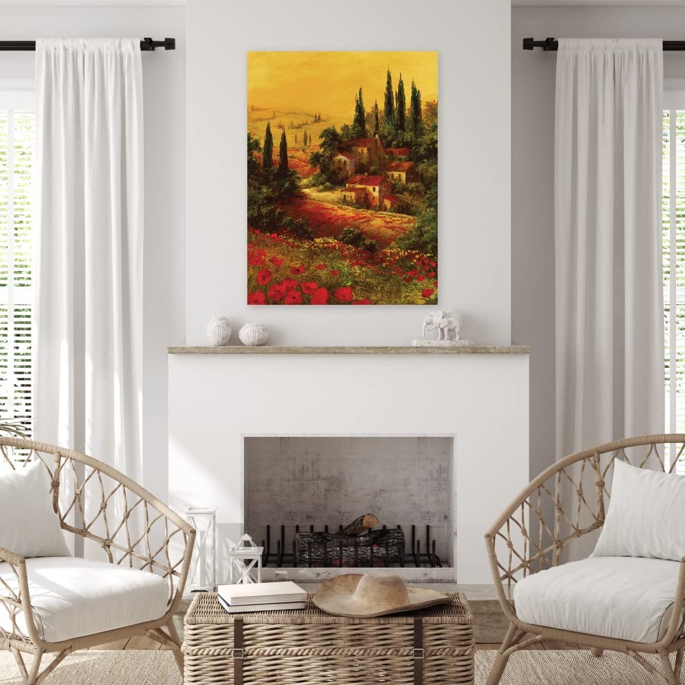 Fine Art Canvas Toscano Valley Wall Decor by Artist Art Fronckowiak - Ready to Hang 32x43 inch - Elegant Canvas Painting for Living Room, Bedroom, Office & More - Perfect for Home Decor, Housewarming Gifts & Interior Design