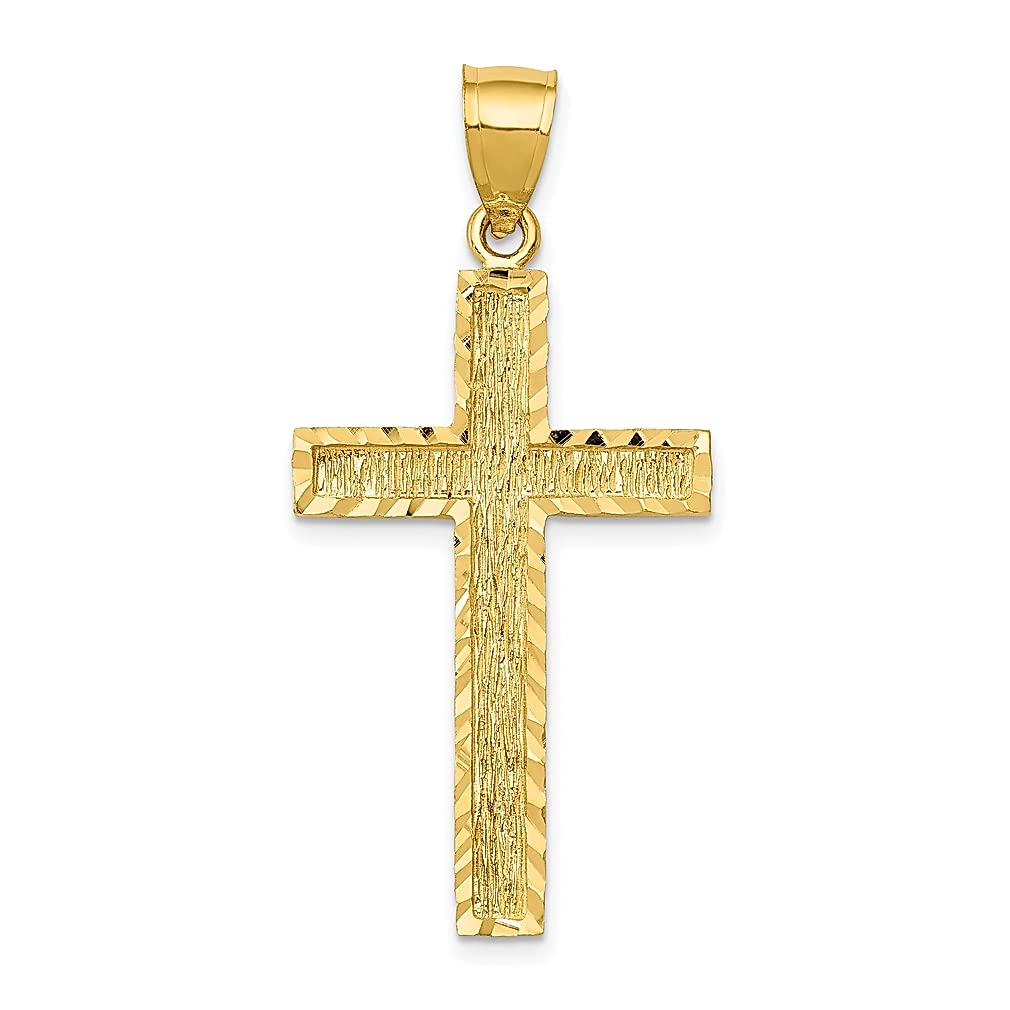 14K Yellow Gold Cross Pendant Necklace for Women - Religious Latin Charm Jewelry - Perfect Gift for Her - Ideal for Church, Weddings & Special Occasions