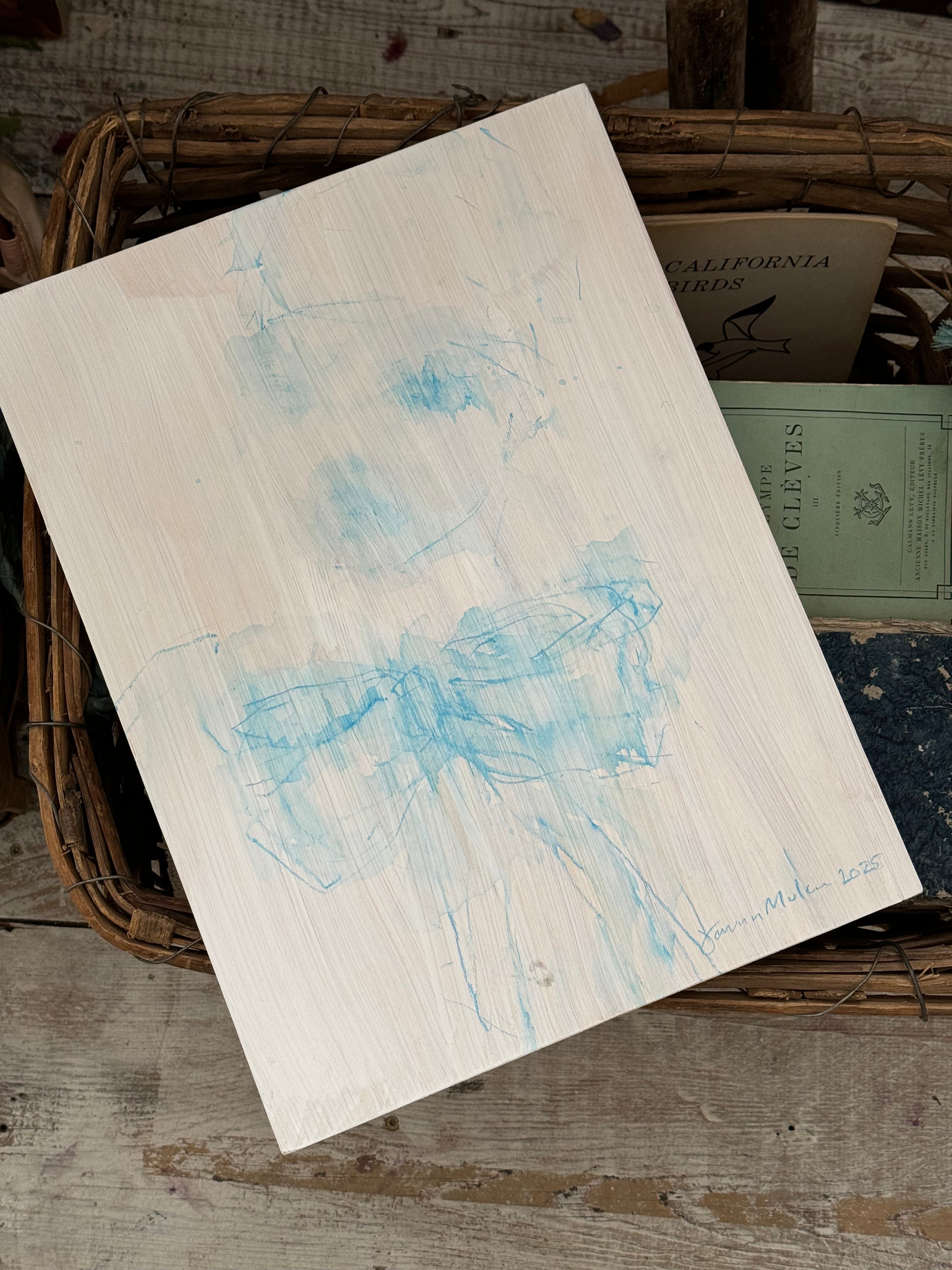 Jorunn Mulen Original Painting - Blue Bow Artwork | Handmade Canvas Art for Home & Office Decor