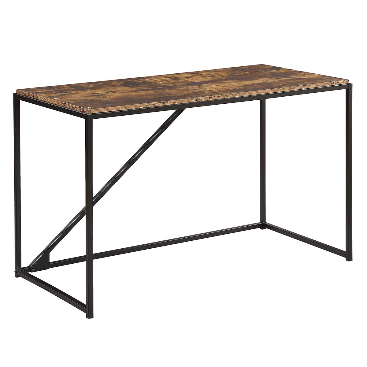 46-Inch Home Office Computer Desk - Modern Industrial Style Small Study Desk with Metal Frame, Easy Assembly for Laptop & Workspace (Brown) | Perfect for Home Office, Dorm Room & Small Spaces