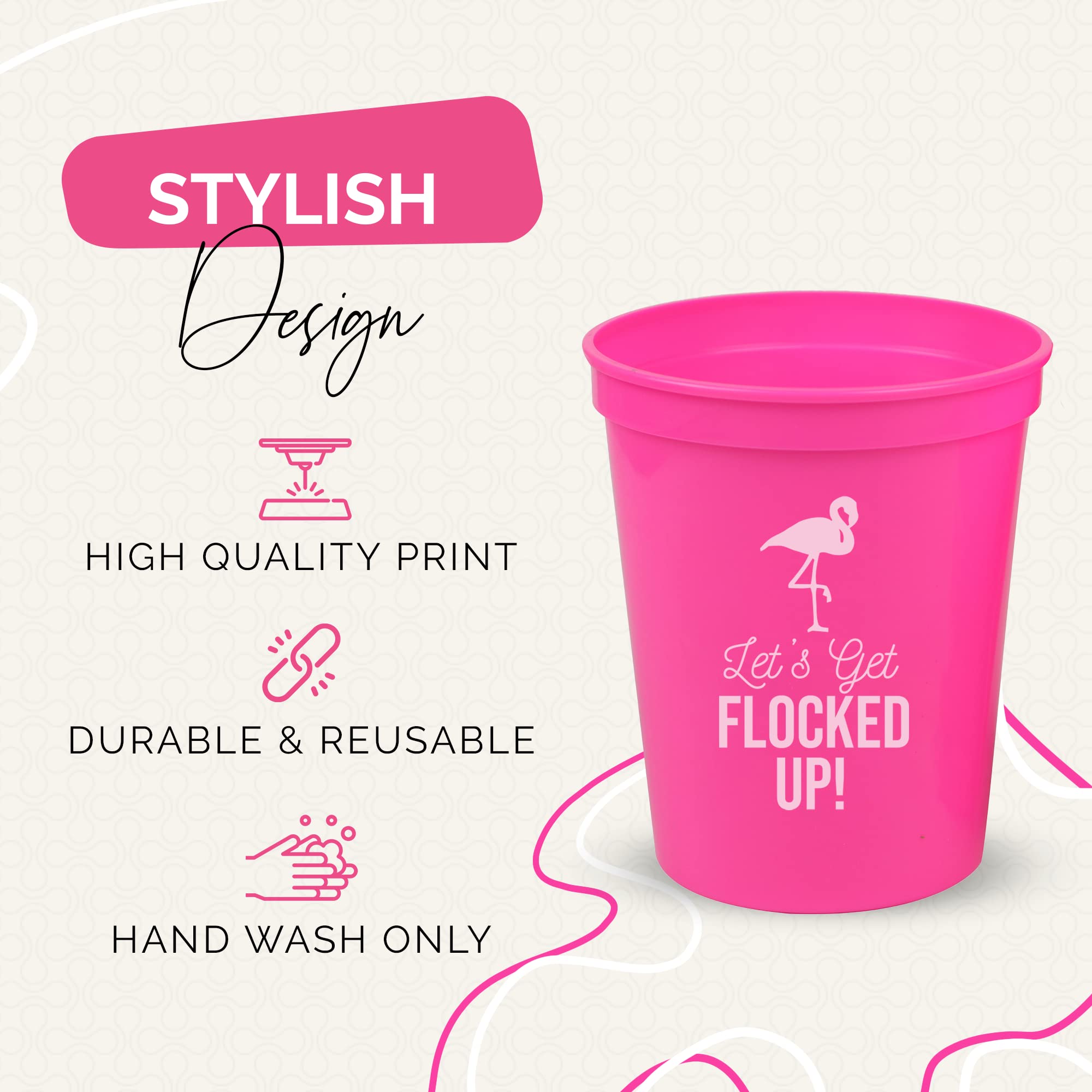 Flamingo Party Cups Set of 12 - 16oz Pink Plastic Cups for Birthday, Bachelorette & Tropical Themed Parties - Fun Summer Drinkware for Pool Parties, Beach Events & Flamingo Decorations