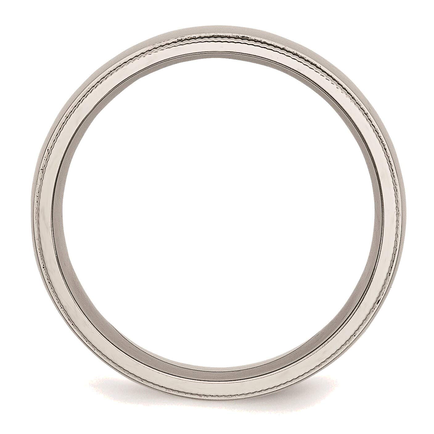 Bonyak Stainless Steel Grooved Beaded 6mm Polished Wedding Band Ring - Size 7.5 - Durable & Hypoallergenic Jewelry for Men & Women - Perfect for Anniversary, Engagement & Everyday Wear