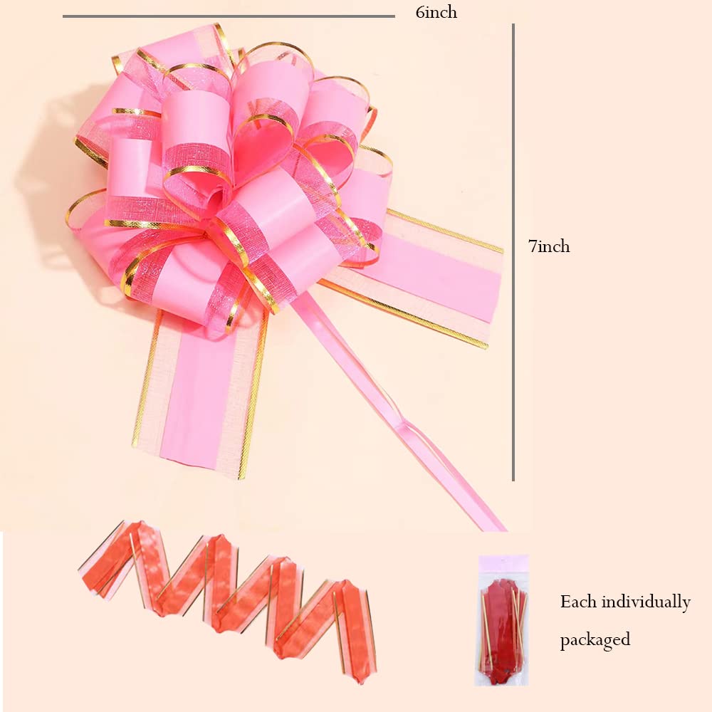6 PCS 6-Inch Pull Bows for Gift Wrapping, Party Decorations, Birthday, Holiday Presents - Perfect for Gift Boxes, Bouquets, and Home Decor