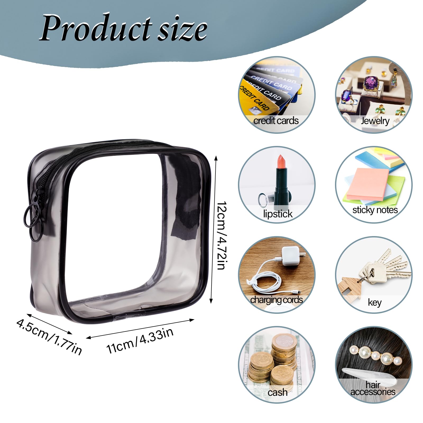 Sliverdew 2 Pack Small Clear Makeup Bags with Zipper - Mini Cosmetic Pouch for Toiletries in White & Black - Travel Essentials Organizer for Men & Women - Perfect for Purse, Gym, and Airplane Carry-On