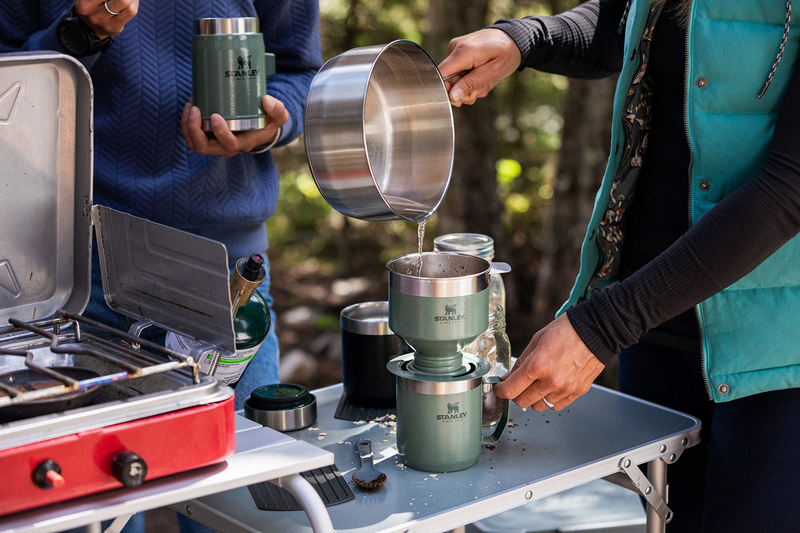 Stanley Perfect Brew Pour Over Coffee Maker - Single Cup Manual Drip Coffee Maker with Reusable Stainless Steel Filter | BPA-Free | Easy to Clean | Hammertone Green | Ideal for Home, Office & Travel Use