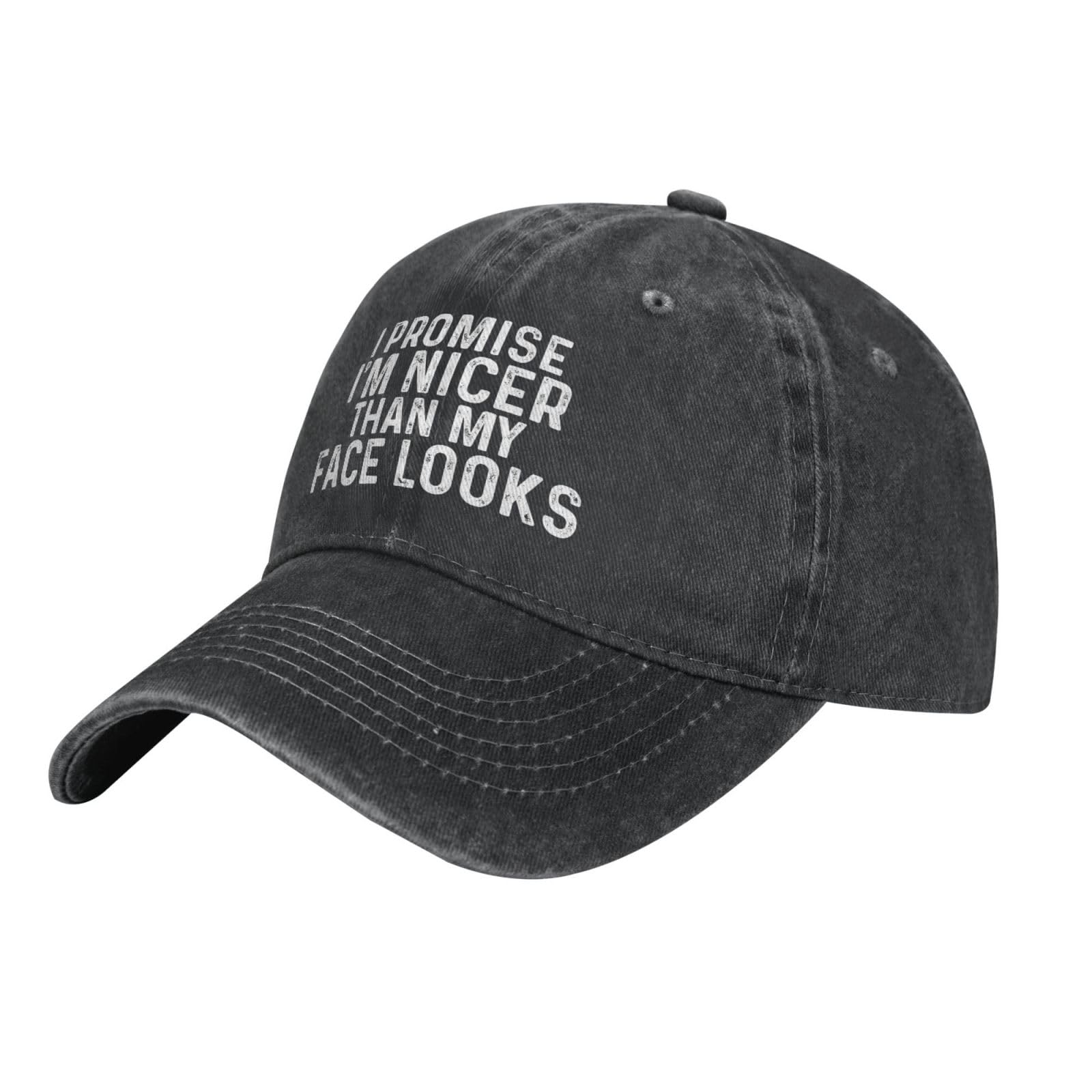 Funny Baseball Cap for Men - 'I Promise I'm Nicer Than My Face Looks' Graphic Hat | Cool Casual Wear for Everyday, Sports & Outdoor Activities