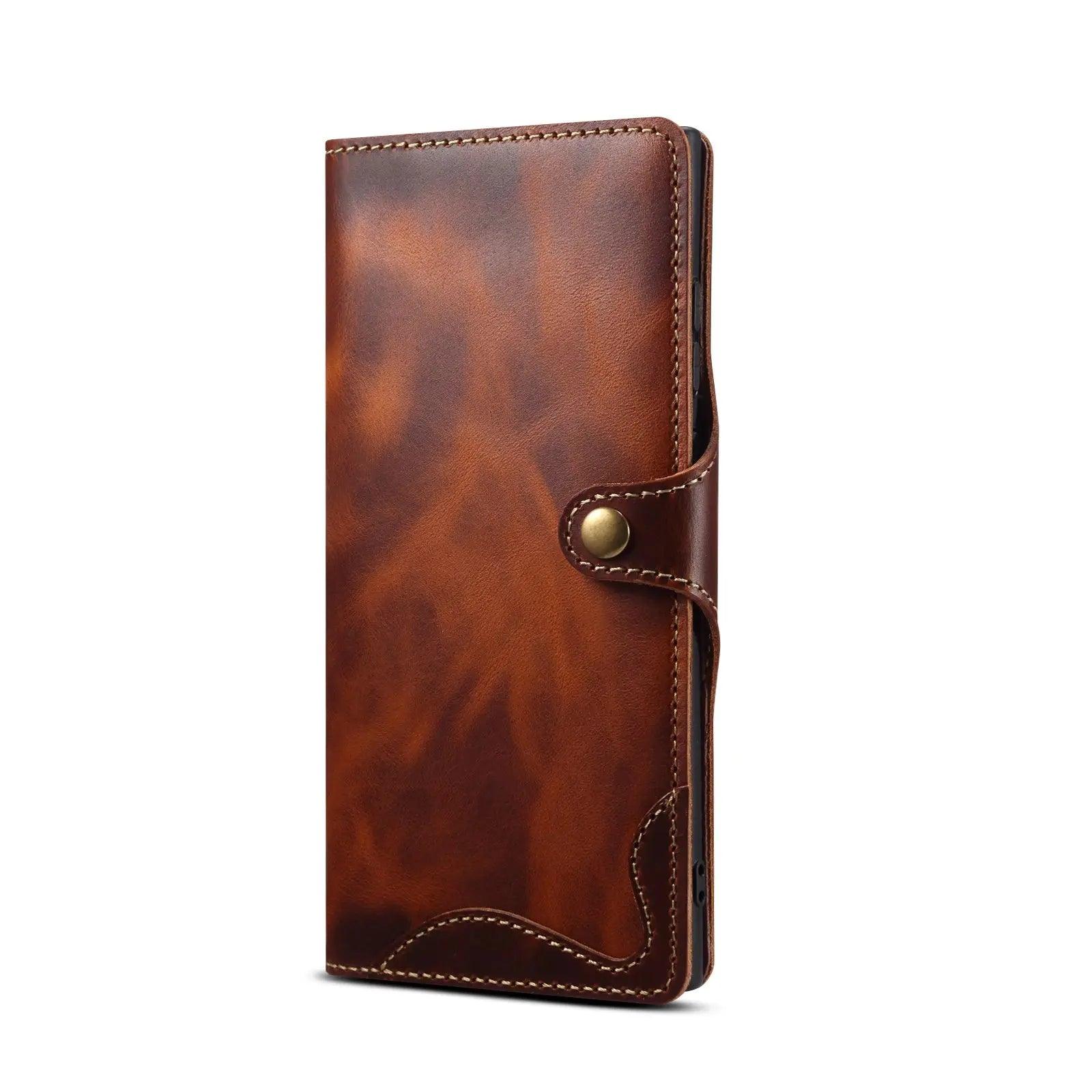 Samsung Galaxy S24 Plus Genuine Cowhide Leather Wallet Case with Card Slots - Perfect for Business, Travel & Everyday Use