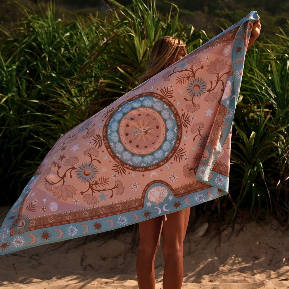 Sand-Free Quick Dry Beach Towel - Super Absorbent & Lightweight for Pool, Yoga, Travel - Mermaid Waters Design