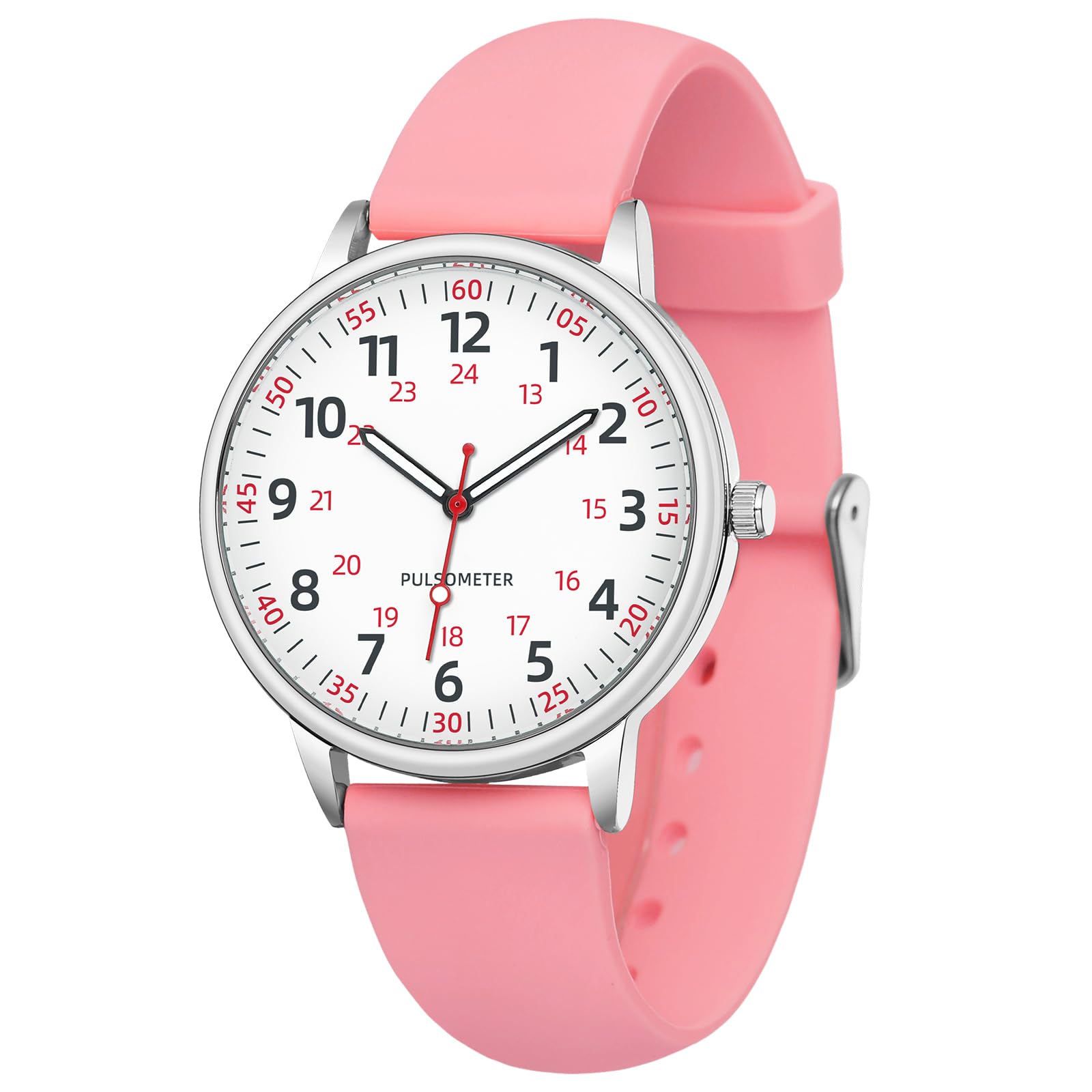 Nurse Watches for Women - Easy to Read Dial, Silicone Band, Water Resistant with Second Hand & 24 Hour Display - Perfect for Medical Professionals & Healthcare Workers