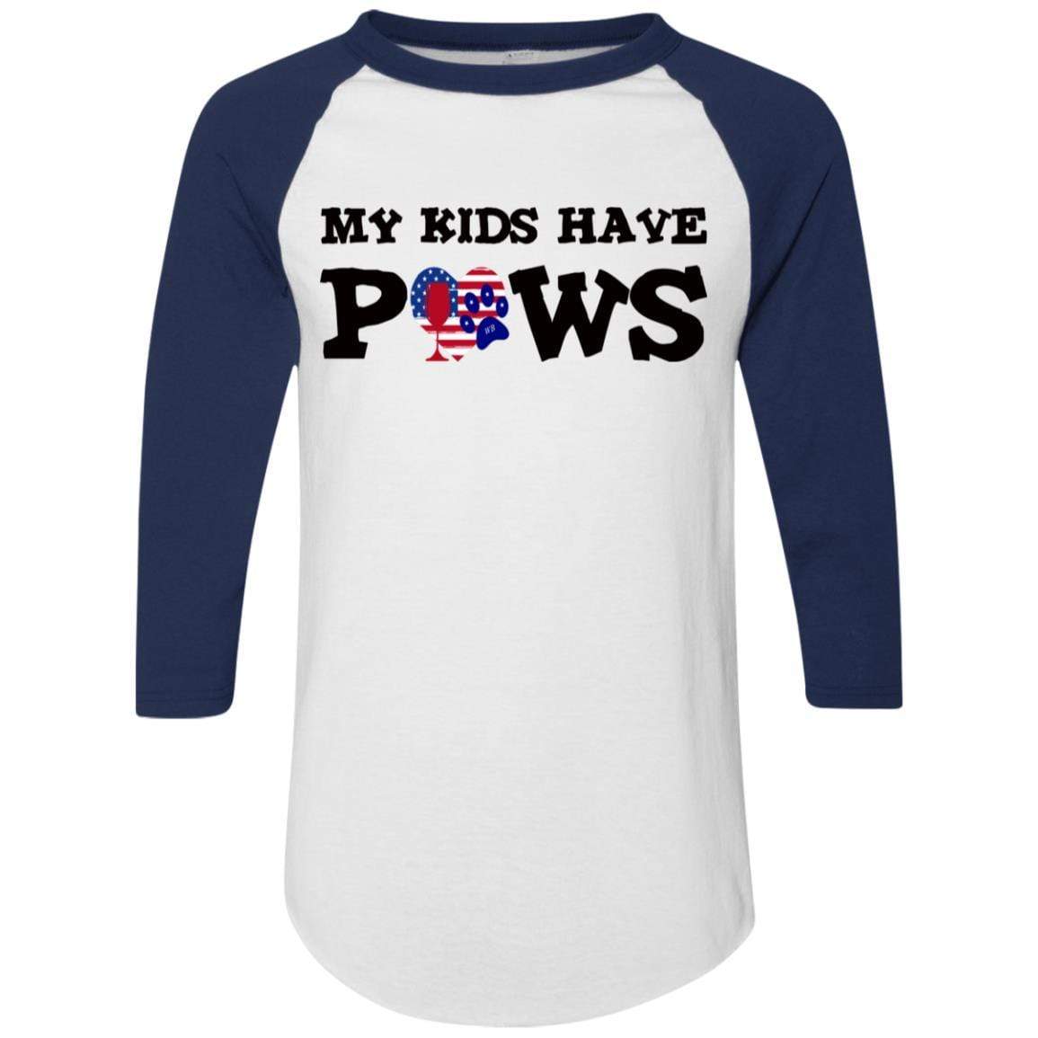 My Kids Have Paws Colorblock Raglan Jersey - Funny Dog Lover T-Shirt for Women | WineyBitches.Co | Perfect for Pet Owners, Dog Moms & Animal Lovers