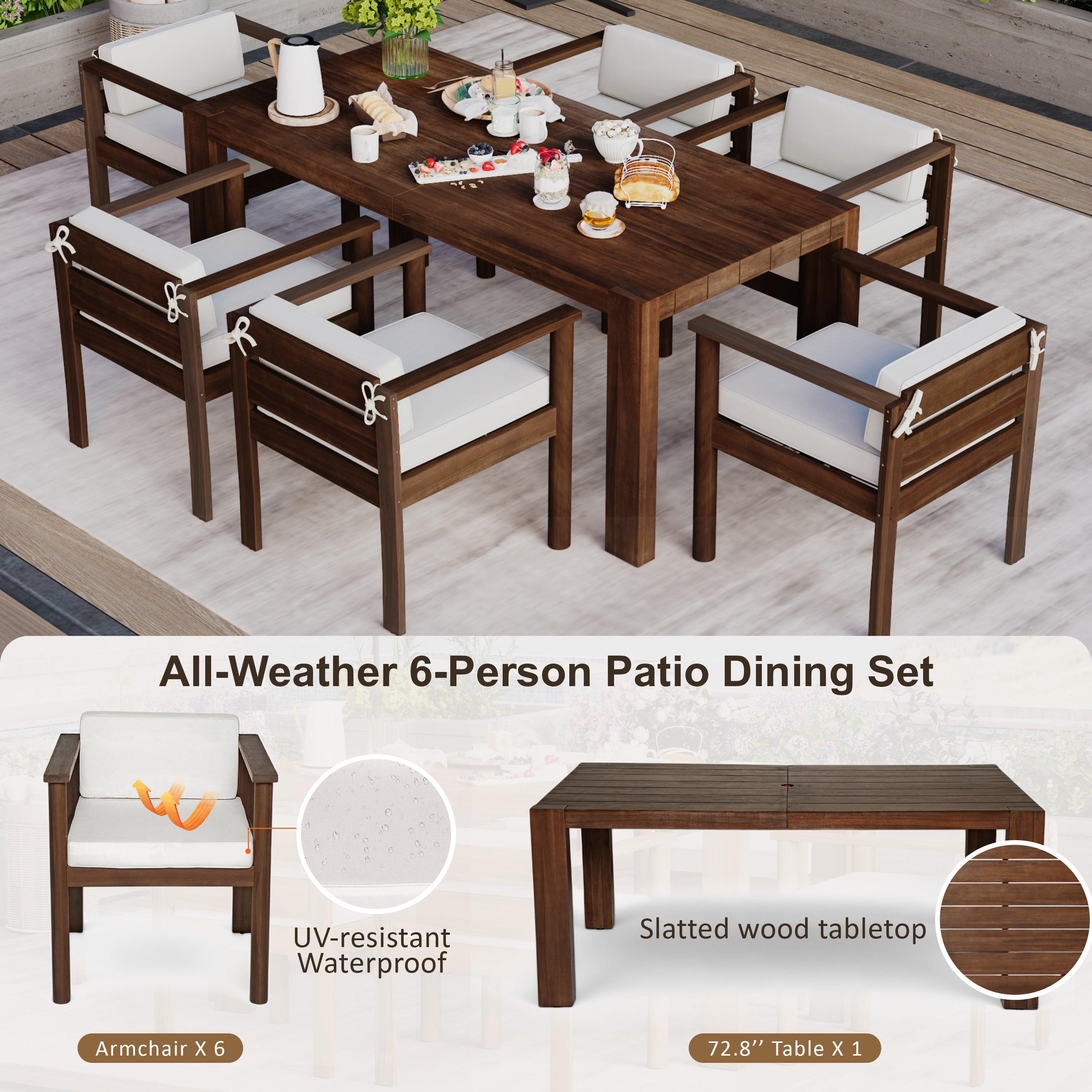7-Piece Outdoor Patio Dining Set with 72.8