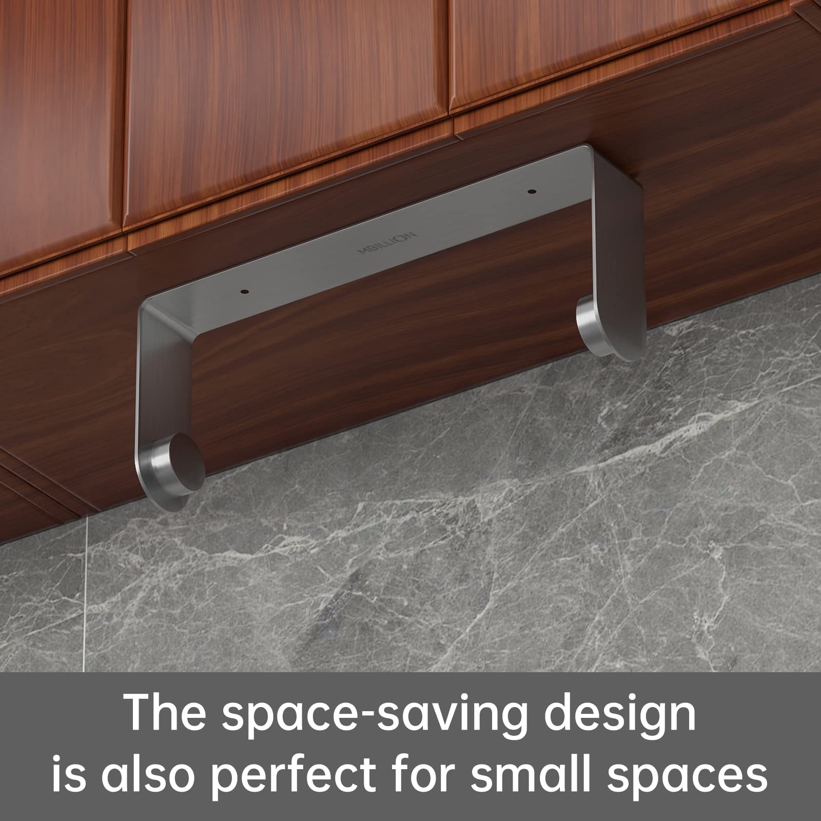 Premium SUS304 Stainless Steel Paper Towel Holder - Under Cabinet & Wall Mount Kitchen Towel Rack with Strong Self-Adhesive - Brushed Silver Finish | Perfect for Kitchen, Bathroom, RV & Office Organization