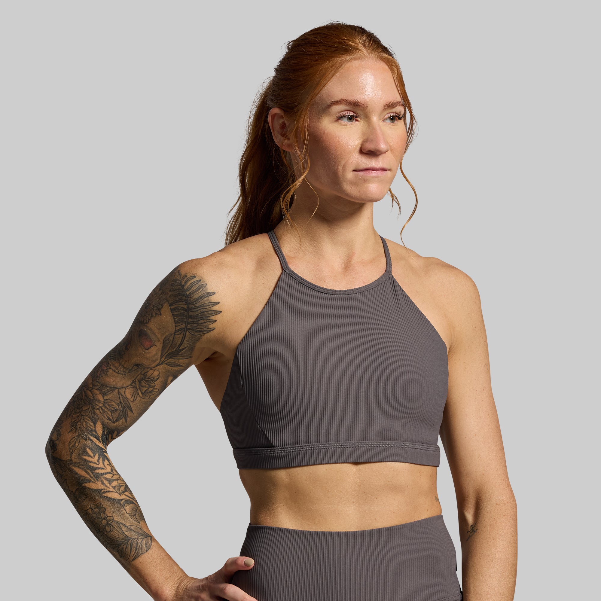All or Nothing Capri Set (Dark Grey) - Women's Workout Leggings & Sports Bra - Gym, Yoga, Running & Fitness Outfit