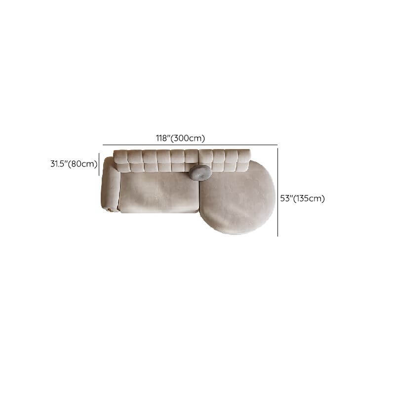 L-Shaped Sectional Sofa with Chaise Lounge, Channel Tufted Back, Soft White Polyester Blend Fabric, Seats 5, Round Arms & Hidden Support - Perfect for Living Room, Family Room or Home Theater