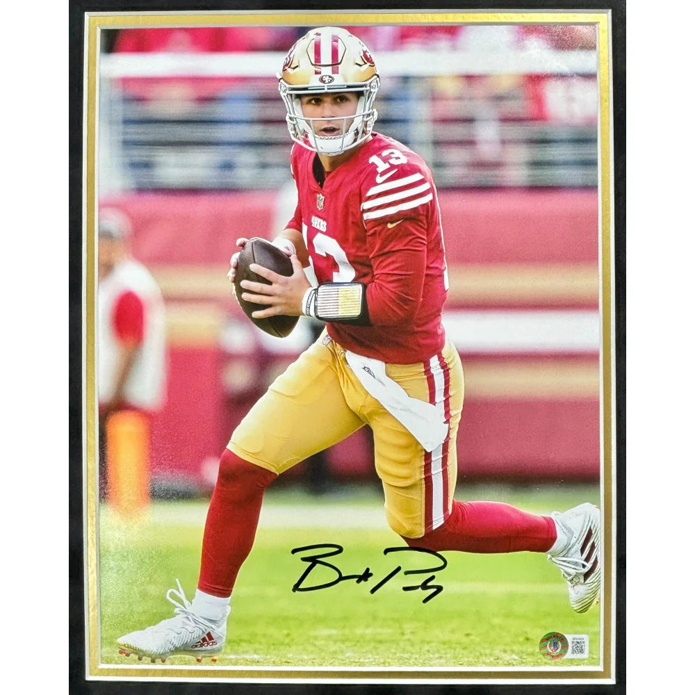 Brock Purdy Autographed San Francisco 49ers 11x14 Framed Photo - BAS Certified Signed Memorabilia for NFL Fans, Man Cave & Sports Collectors