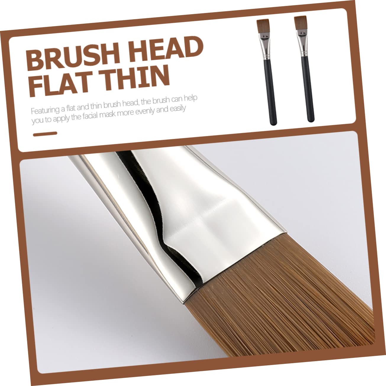 Beatifufu 2 Pack Ergonomic Face Mask Brush - Soft Flat Head Makeup Brush for Foundation & Liquid Cosmetics | Travel Size, Hypoallergenic for Sensitive Skin | Perfect for Daily Makeup & On-the-Go Touch Ups