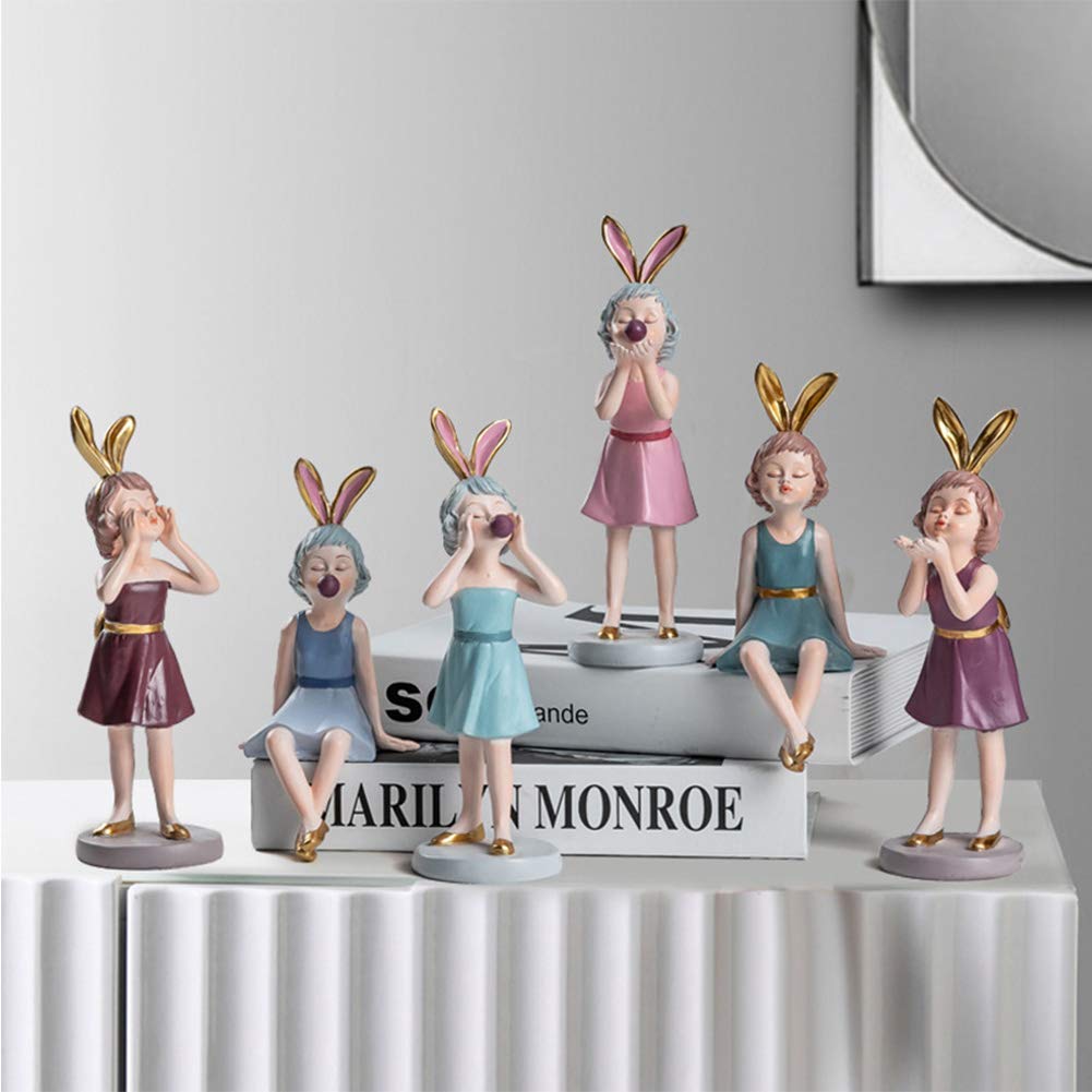 Stunning Nordic Blowing Bubbles Girl Statue - Abstract Resin Sculpture for Home & Garden Decor, Modern Character Art Piece | Perfect for Living Room, Patio, or Birthday Gift