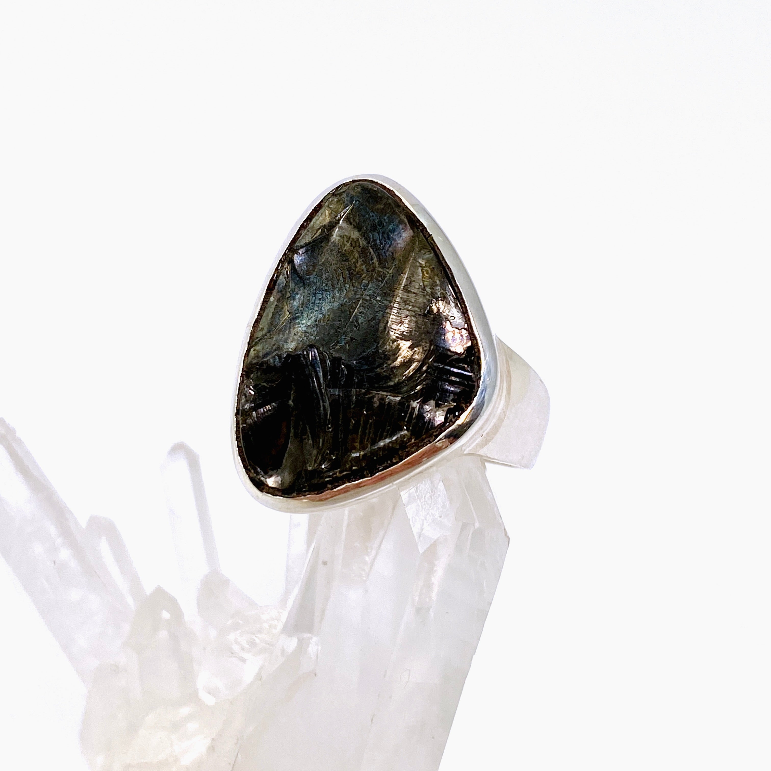 Shungite Freeform Raw Ring Size 8.5 for Women - Natural Black Stone Healing Jewelry for EMF Protection & Stress Relief - Perfect for Meditation, Yoga & Energy Balancing