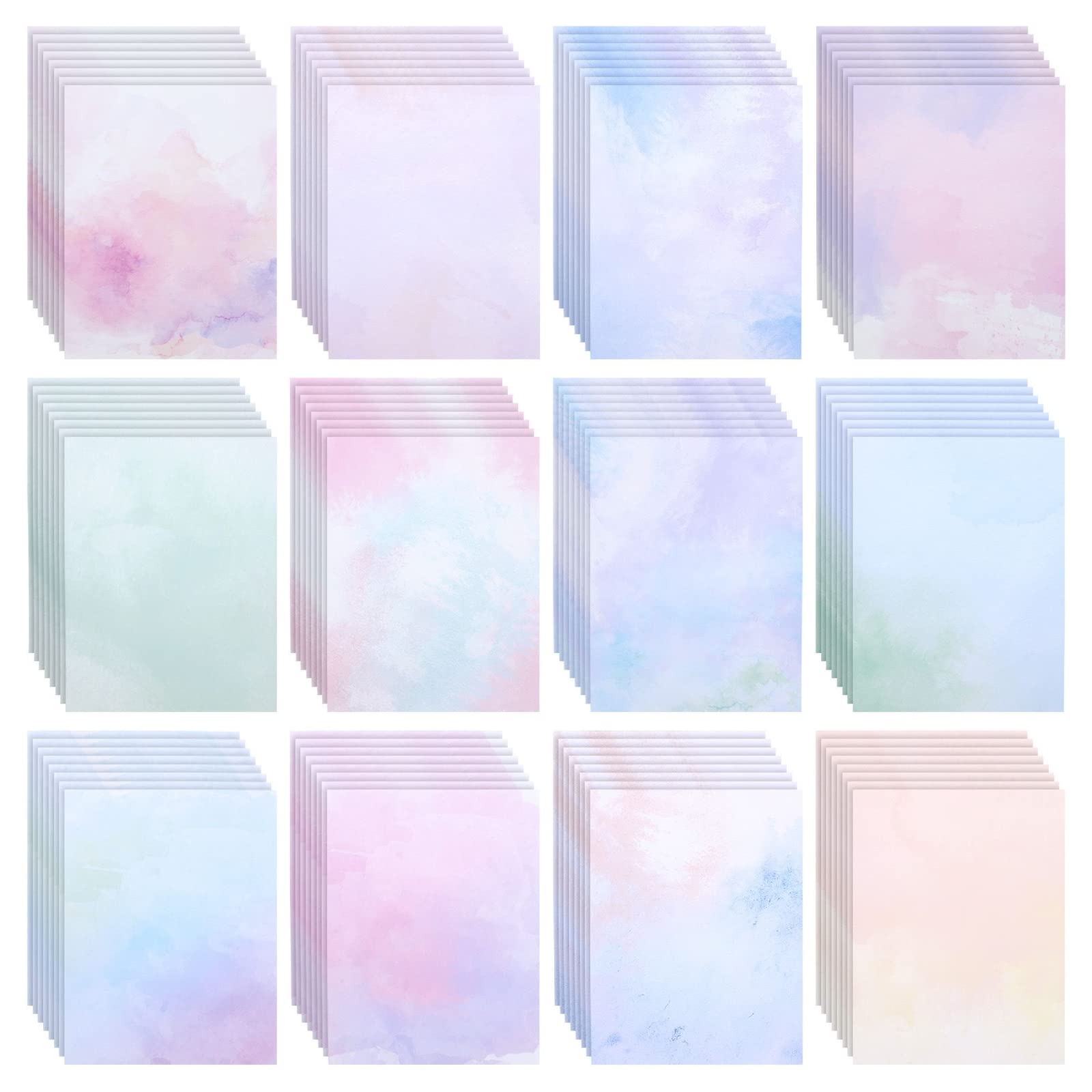 96 Sheets Decorative Watercolor Printer Paper 8.5 x 11 Inch - Letter Size Double Sided Pastel Stationery Cardstock for Scrapbooking, DIY Crafts, Invitations & Wedding Decorations