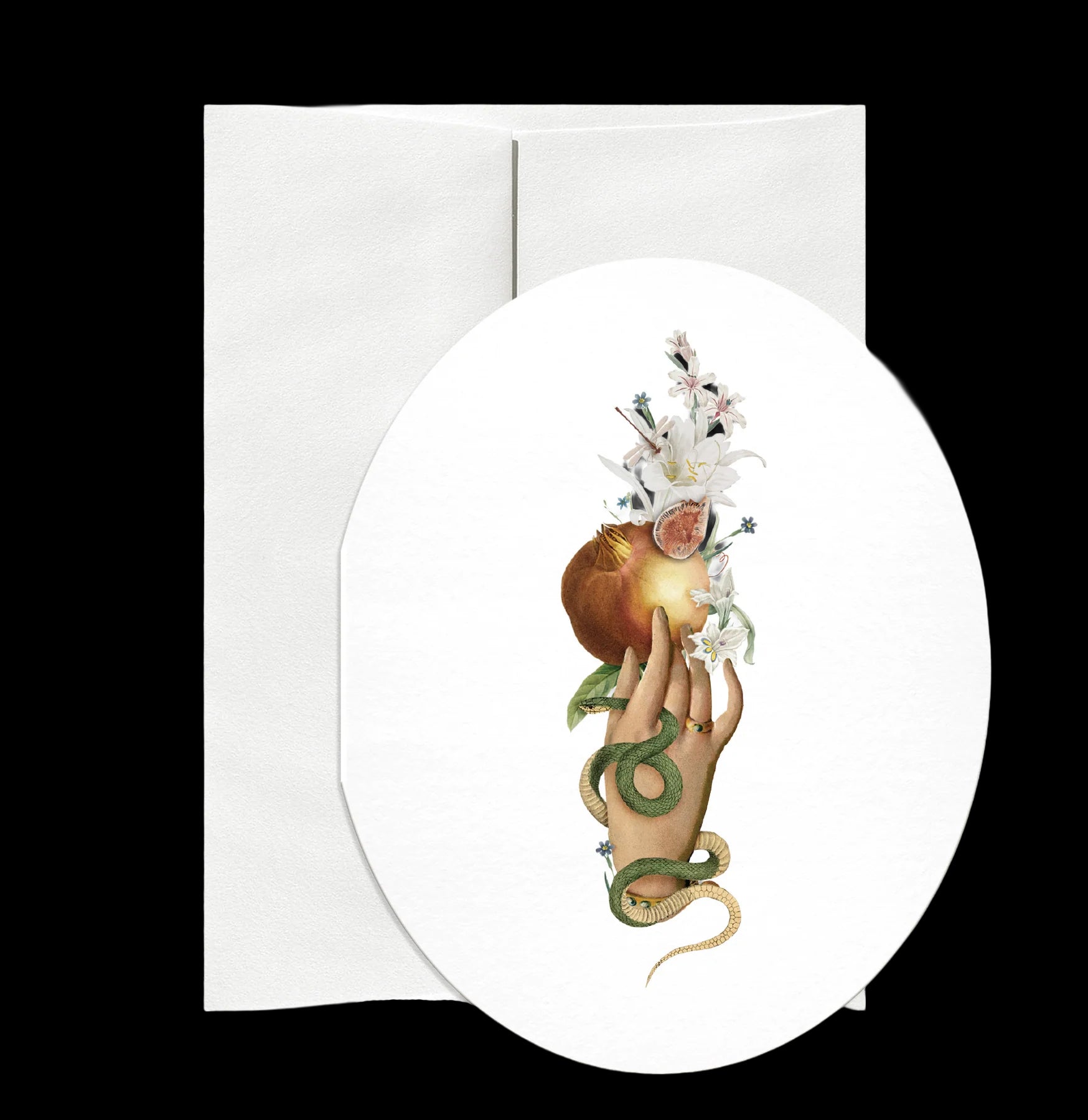 Elegant Fig Oval Greeting Card - Handmade Blank Invitation Cards for Weddings, Birthdays & Special Occasions - Perfect for DIY Crafting & Personalized Messages