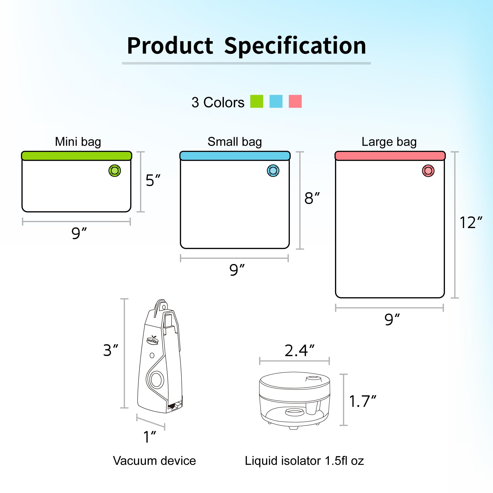 SealVax® 9-Pack Reusable Vacuum Seal Bags for Food Storage | Includes Handheld Vacuum Sealer | Freezer & Sous Vide Bags Compatible with Most Machines | Perfect for Meal Prep, Sous Vide Cooking & Long-Term Freezer Storage
