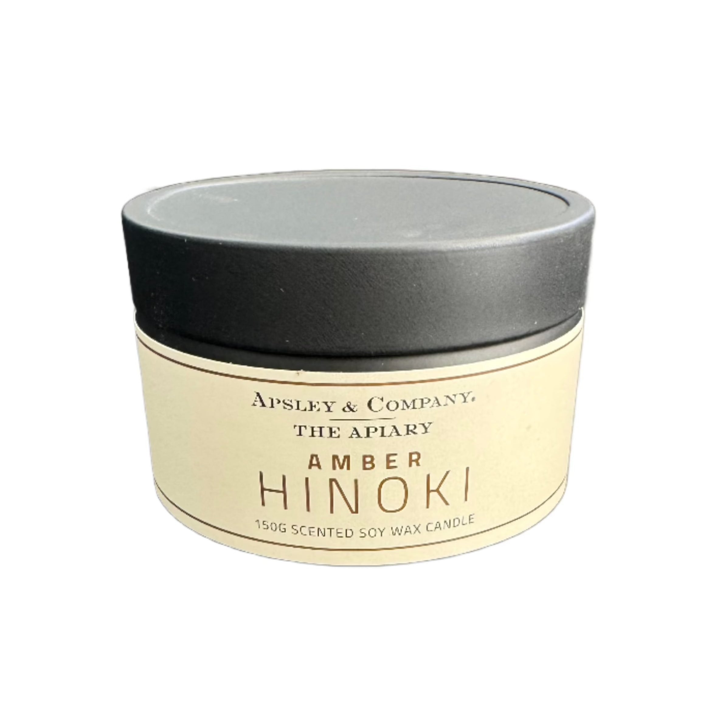 Premium Amber Hinoki Scented Travel Candle 150g - Apsley & Company - Perfect for Relaxation, Meditation & Home Fragrance
