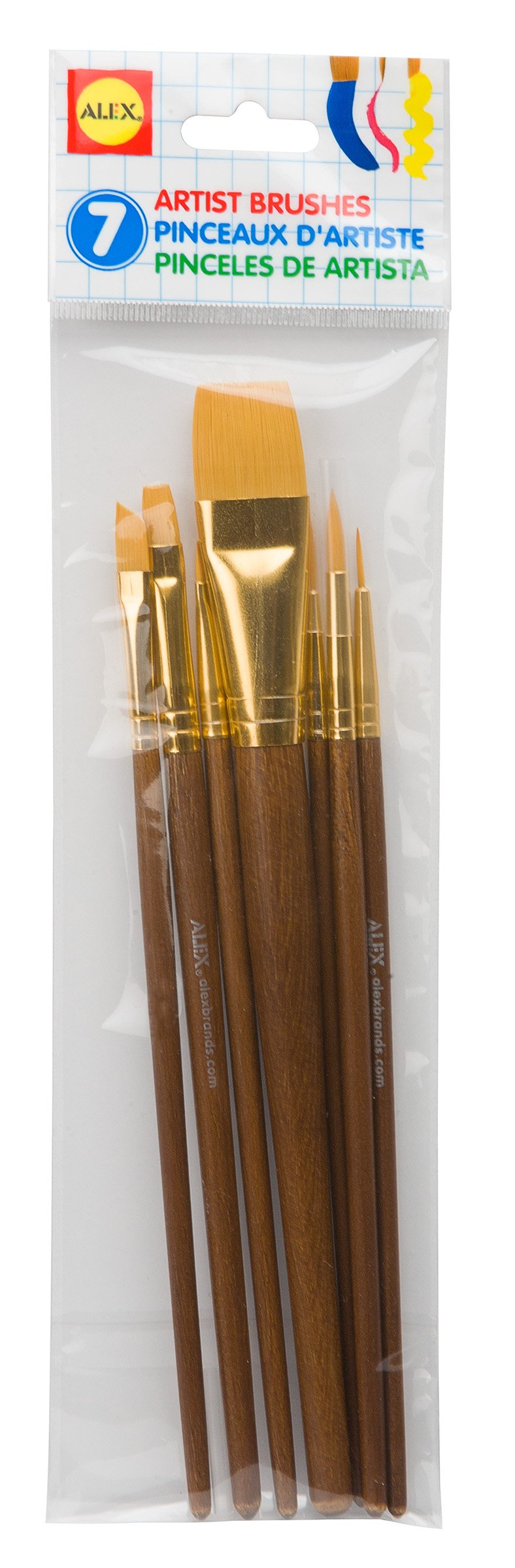 ALEX Toys Artist Studio 7-Piece Artist Paint Brushes Set for Kids - Perfect for Watercolor, Acrylic & Oil Painting - Ideal for Art Classes, DIY Projects & Creative Play