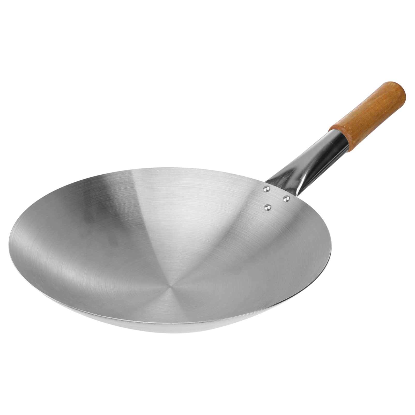 **Hemoton 30cm Stainless Steel Wok Pan - Professional Chinese Stir Fry Pan with Handle for Home & Outdoor Cooking - Perfect for Stir-Frying, Deep Frying & Sautéing**