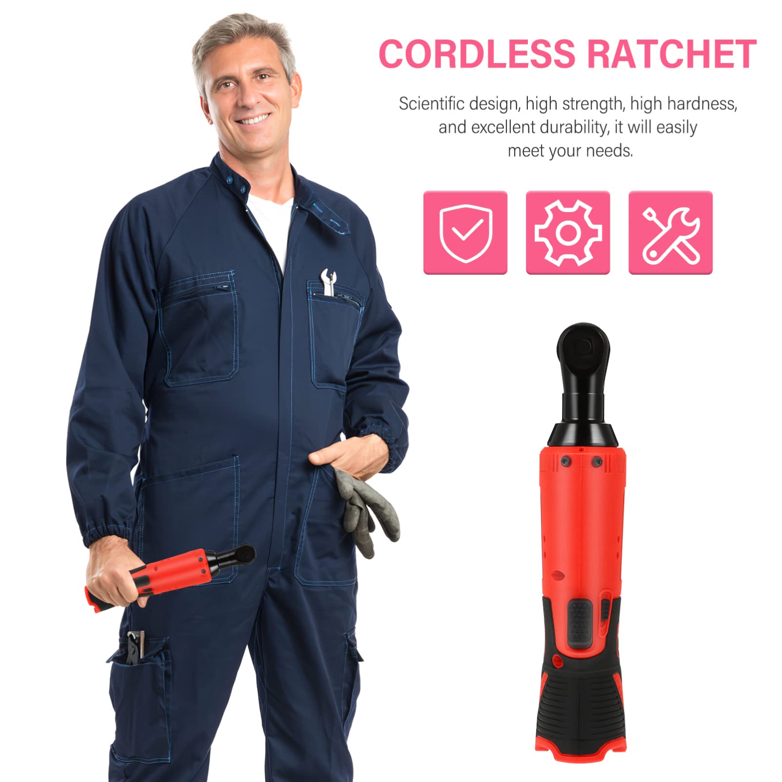 Housoutil 20V Cordless Electric Ratchet Wrench Set - Professional Power Tool Kit for Mechanics, Auto Repair & DIY - Lithium-Ion Battery Powered for Cars, Trucks, Motorcycles & Home Maintenance Projects