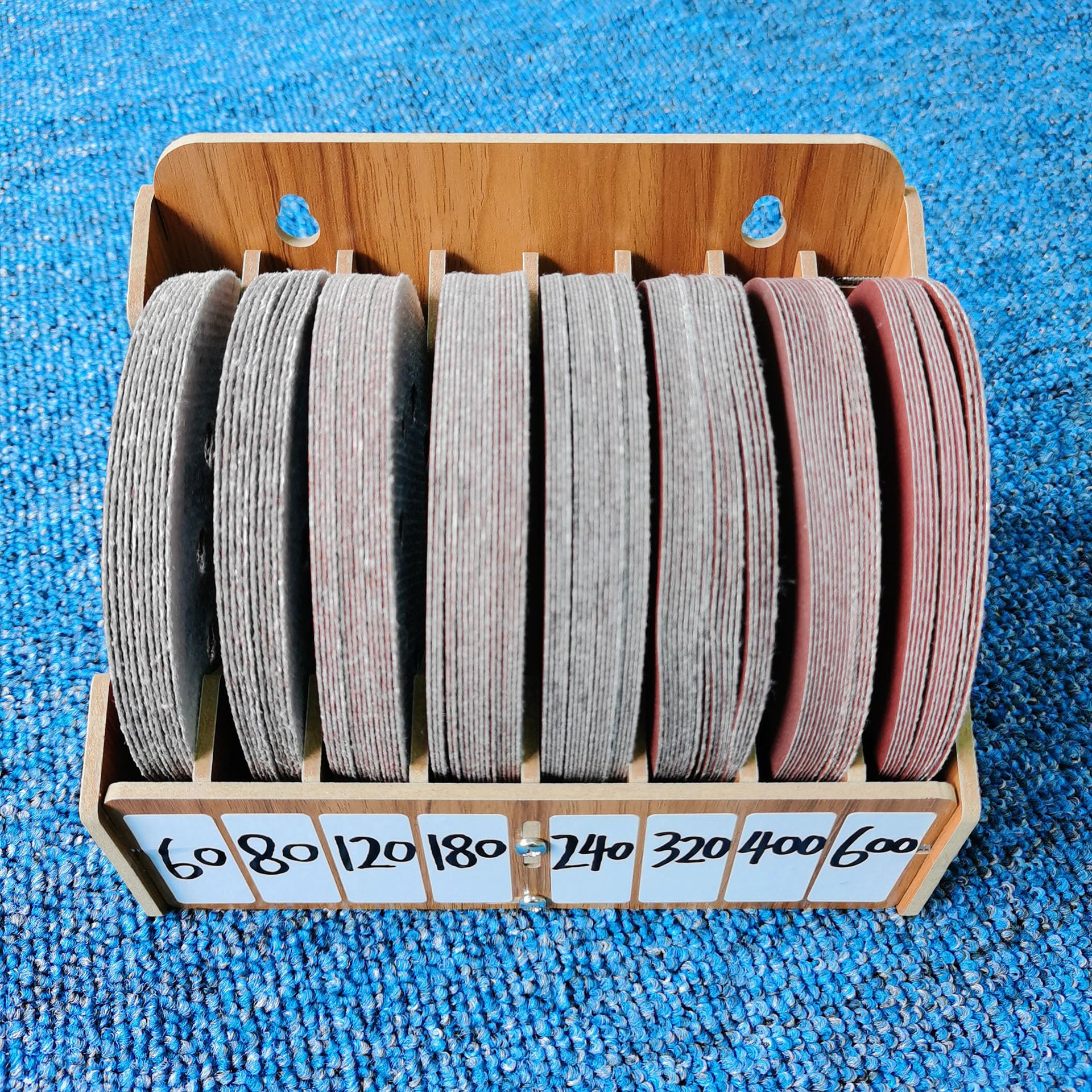 8-Tier Heavy Duty 5 Inch Sandpaper Organizer – Premium Sanding Disc Storage Holder for Woodworking Tools, Workshop & DIY Projects – Compact & Durable Sandpaper Rack (Excluding Sandpaper) – 1 Pack, Brown – Perfect for Garage Organization & Craft Room Storage