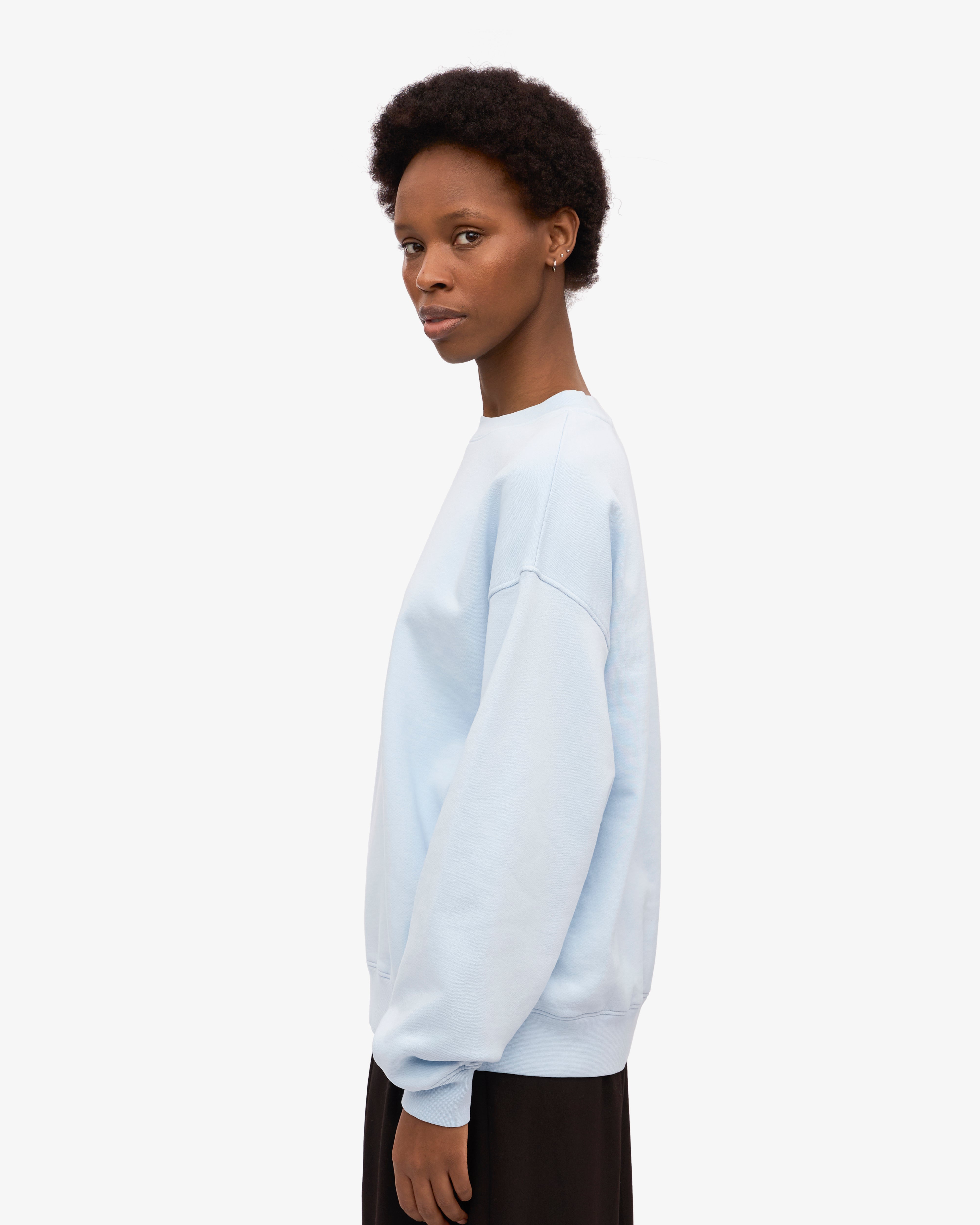 Organic Oversized Crewneck Sweatshirt for Women - Soft Polar Blue Cotton Pullover - Casual Loungewear & Streetwear Fashion