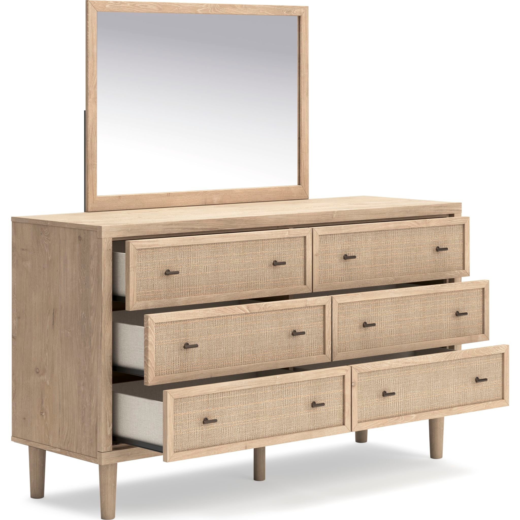 Modern Cielden Dresser with Mirror - 6-Drawer Wooden Chest for Bedroom, Nursery & Closet Organization - Perfect for Home Decor & Storage Solutions