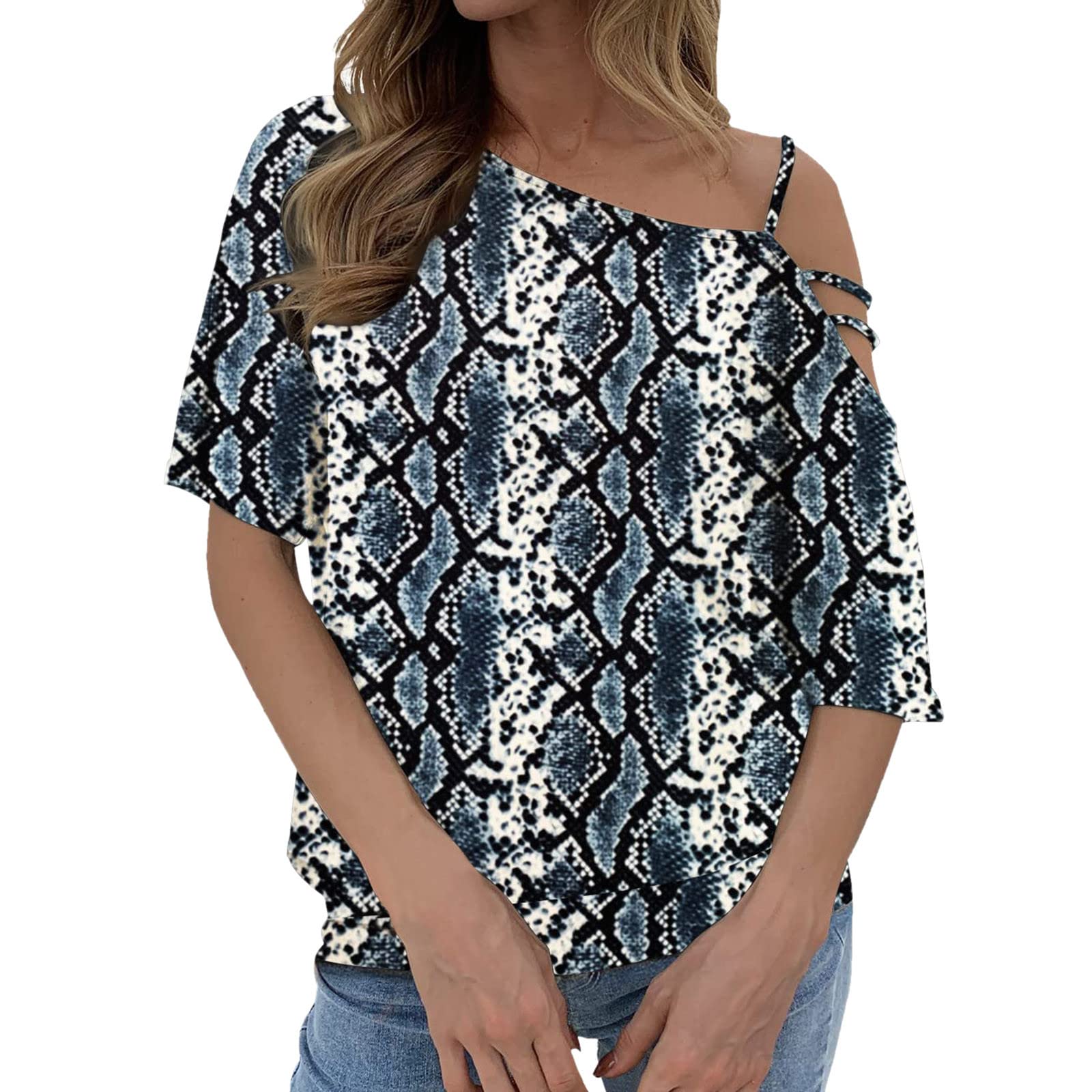 Women's One-Shoulder Casual Tops - Short Sleeve Strappy Tunic Blouse in Red | Perfect for Summer Outfits, Beach Wear & Date Nights