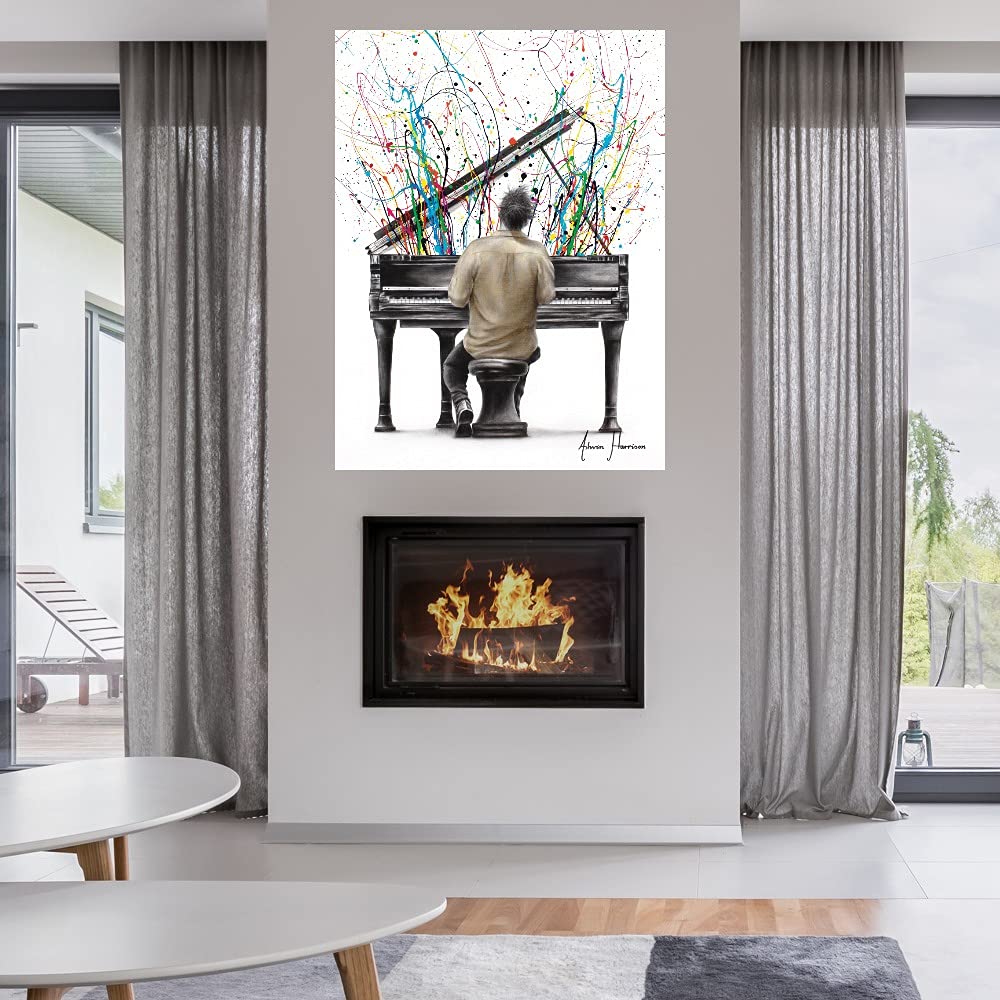 Ashvin Harrison The Piano Solo Fine Art Canvas Wall Decor - 24x32 Inches Ready to Hang Painting for Living Room, Bedroom, Office & More - Perfect for Music Lovers & Home Decor