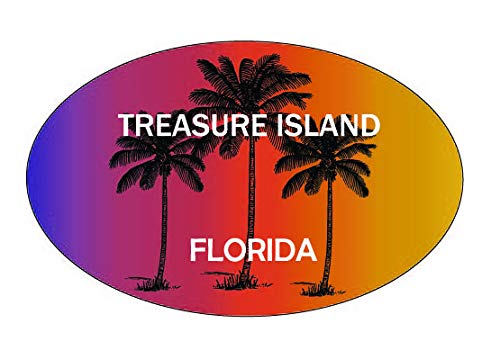 Treasure Island Florida Souvenir - Trendy Oval Decal Sticker for Cars, Laptops & Travel Accessories | Perfect Gift for Beach Lovers & Vacation Memories