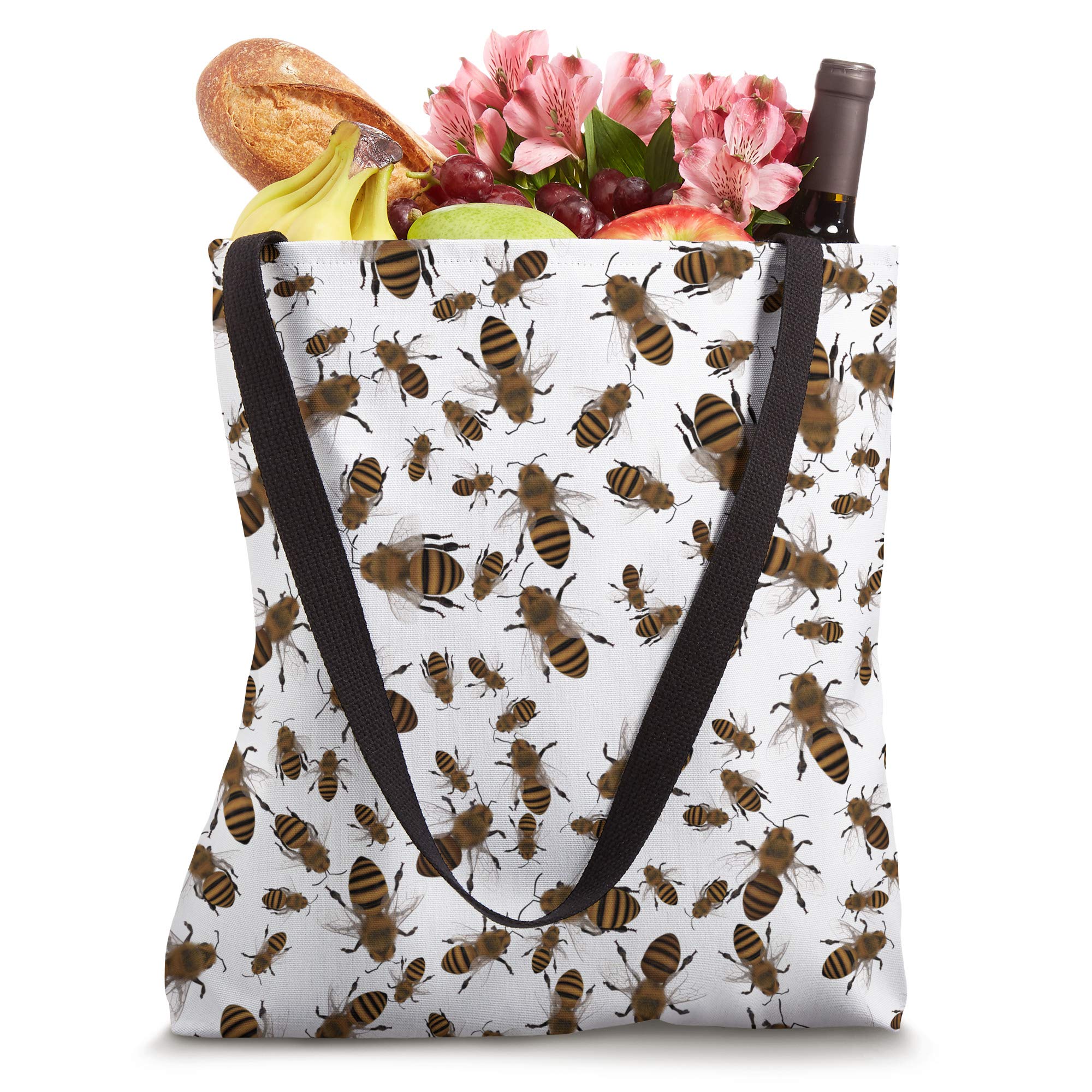 JCombs: Stylish Bees Print Tote Bag - Eco-Friendly Reusable Shopping Bag for Women & Men - Perfect for Groceries, Beach, Work & Travel