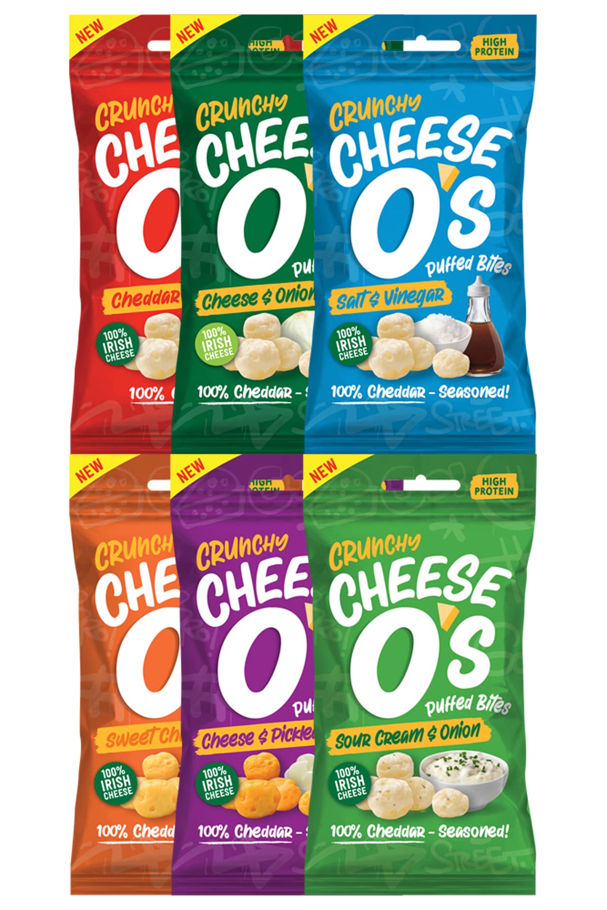 Keto-Friendly Cheese O's Crispy Puffed Cheese Snacks - 10-Pack (25g Each) | High Protein, Gluten Free, Vegetarian Cheese Chips | Perfect for Low-Carb Diets, Office Snacking & Movie Nights | Baked Delicious Healthy Snack