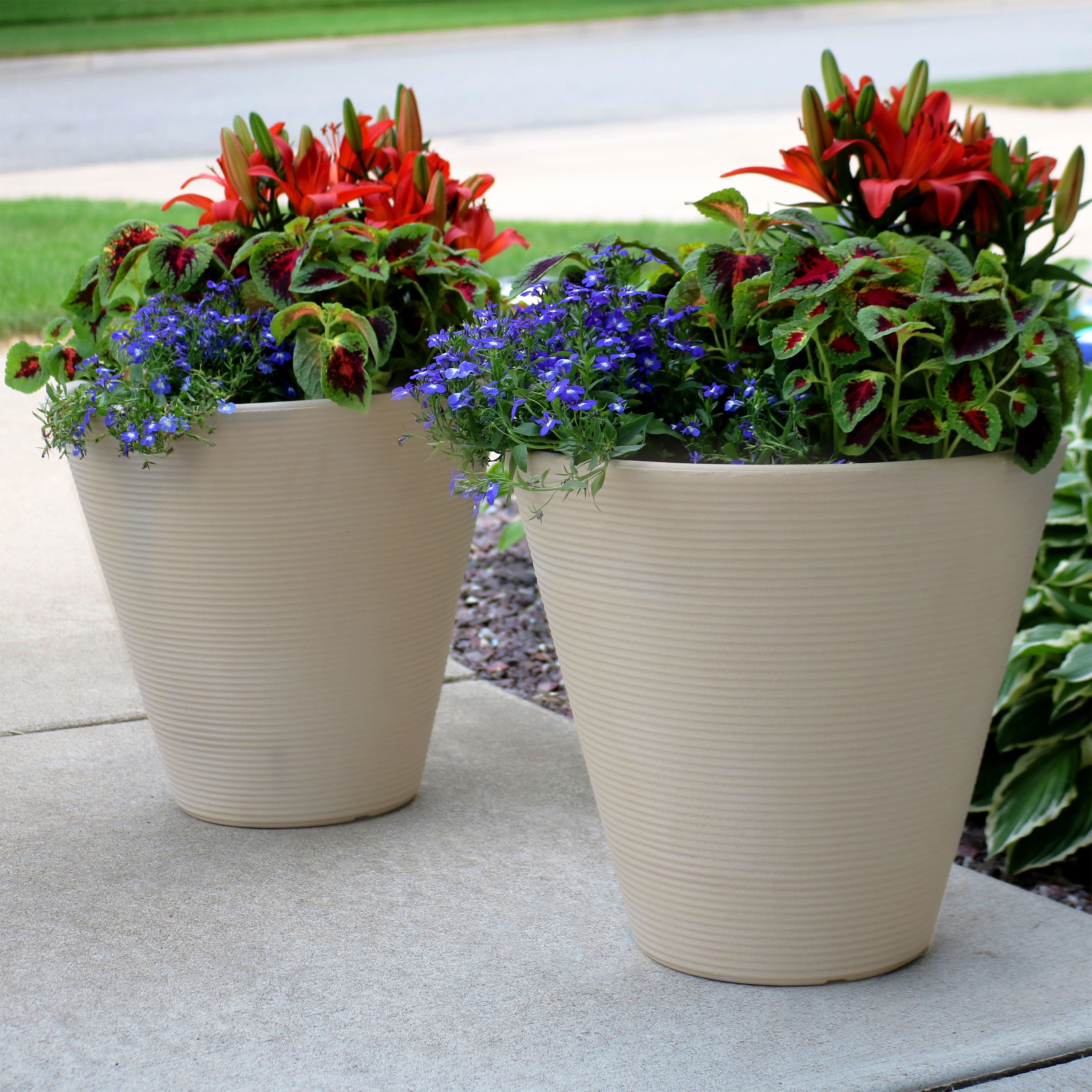 Sunnydaze Walter Outdoor Planter - Antique White 15.5 Inch - Decorative Garden Flower Pot for Patio, Porch & Backyard Decor