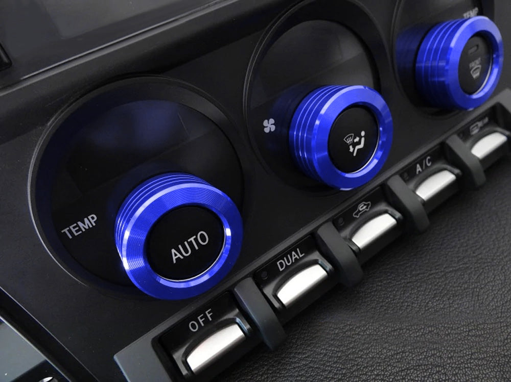 Blue AC Climate Control Switch Knob Ring Covers for Scion FR-S, Toyota 86, Subaru BRZ - Upgrade Interior Accessories for Car Dashboard Customization & Enhanced Driving Comfort