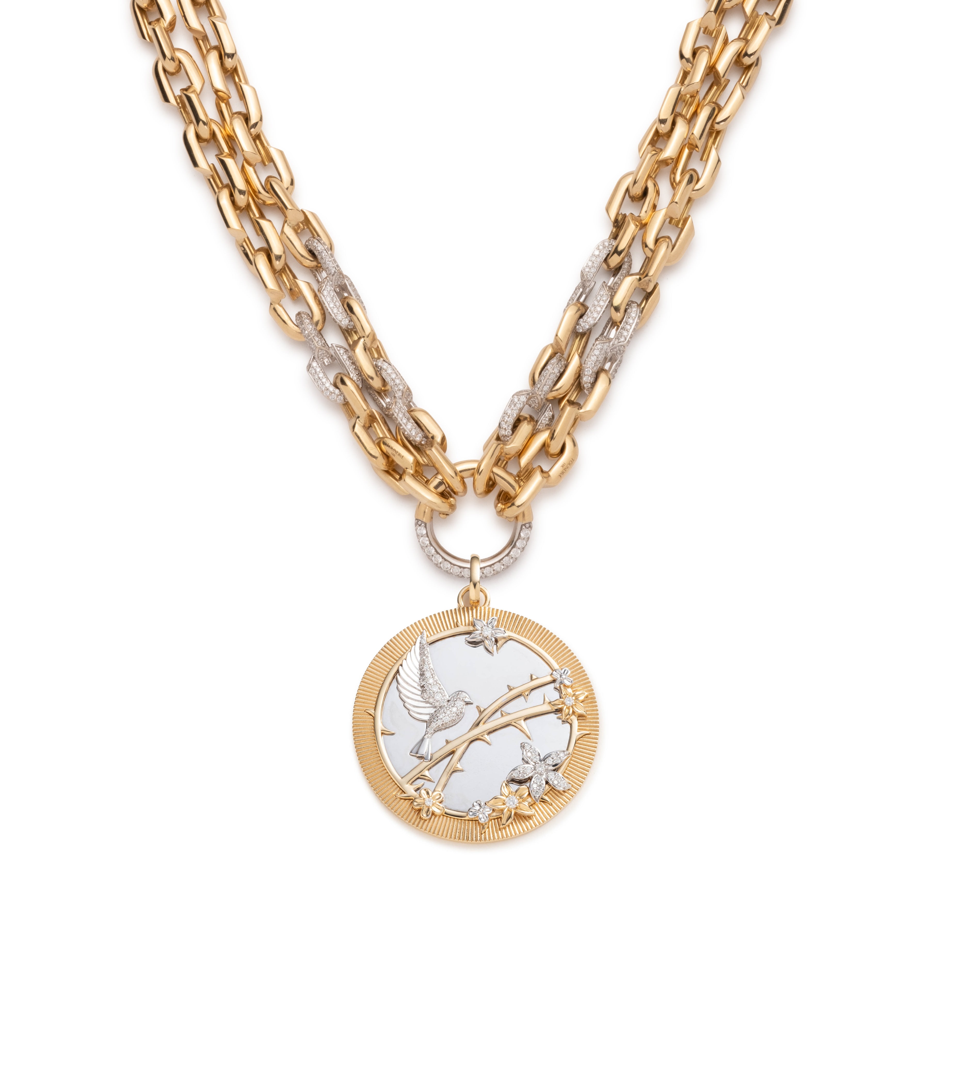 Resilience Strong Hearts Double Strand Necklace - 14K Mixed Gold & Diamond Pendant for Women, Gift for Her, Anniversary, Valentine's Day, Birthday Jewelry