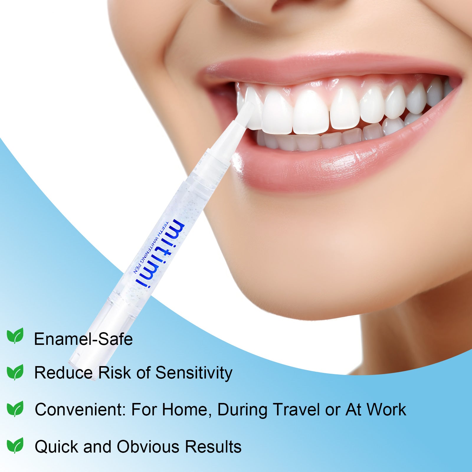 Mitimi Teeth Whitening Pens (4 Pack) - Painless, No Sensitivity, Travel Friendly, Mint Flavor - Brighten Smile for Travel, Work & Special Occasions