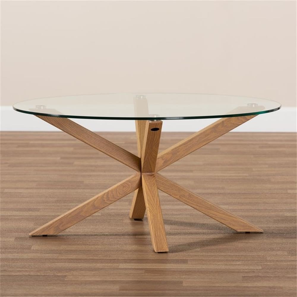 Modern Glass and Wood Coffee Table - Contemporary Allora Design for Living Room, Lounge & Office Decor